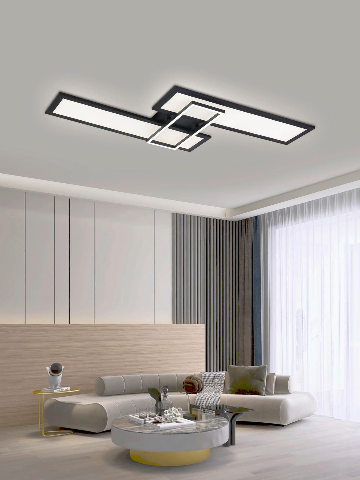 LAMPA SUFITOWA LED ALEYNA - czarny, Modern, tworzywo sztuczne/metal (90/40/7cm) - Bessagi Home