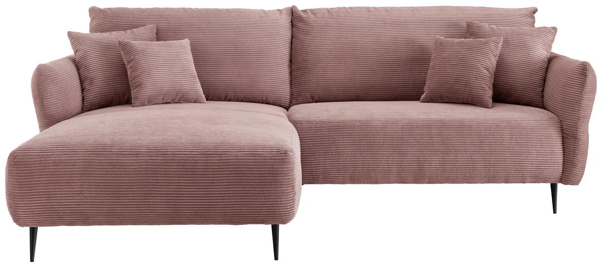 Sedežna Garnitura Vanilla, Roza - roza/črna, Design, kovina/tekstil (178/264-302cm) - Modern Living