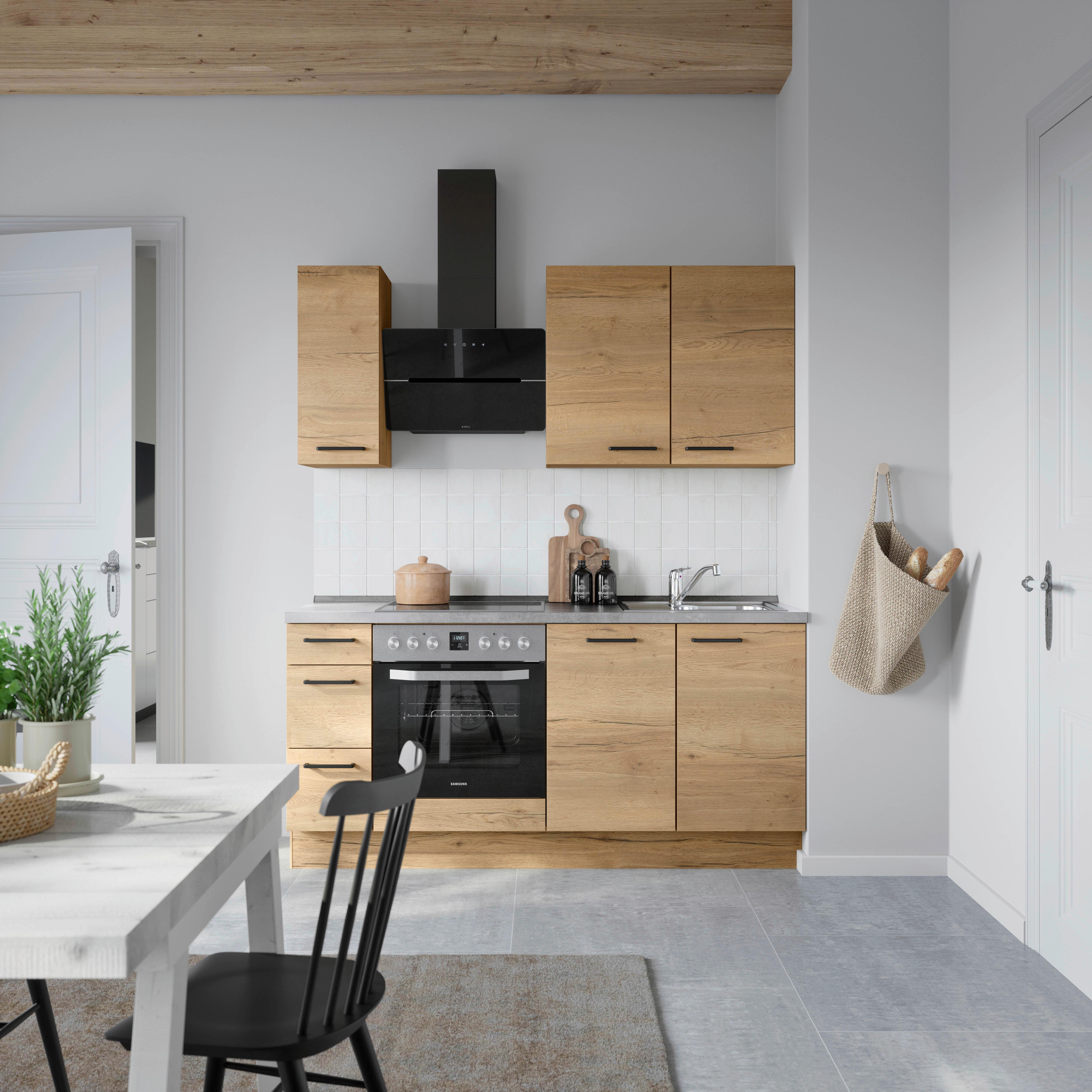 Küchenleerblock Structura High o. Geräte Eiche - Schieferfarben/Eichefarben, MODERN, Holzwerkstoff/Metall (180cm) - Nobilia