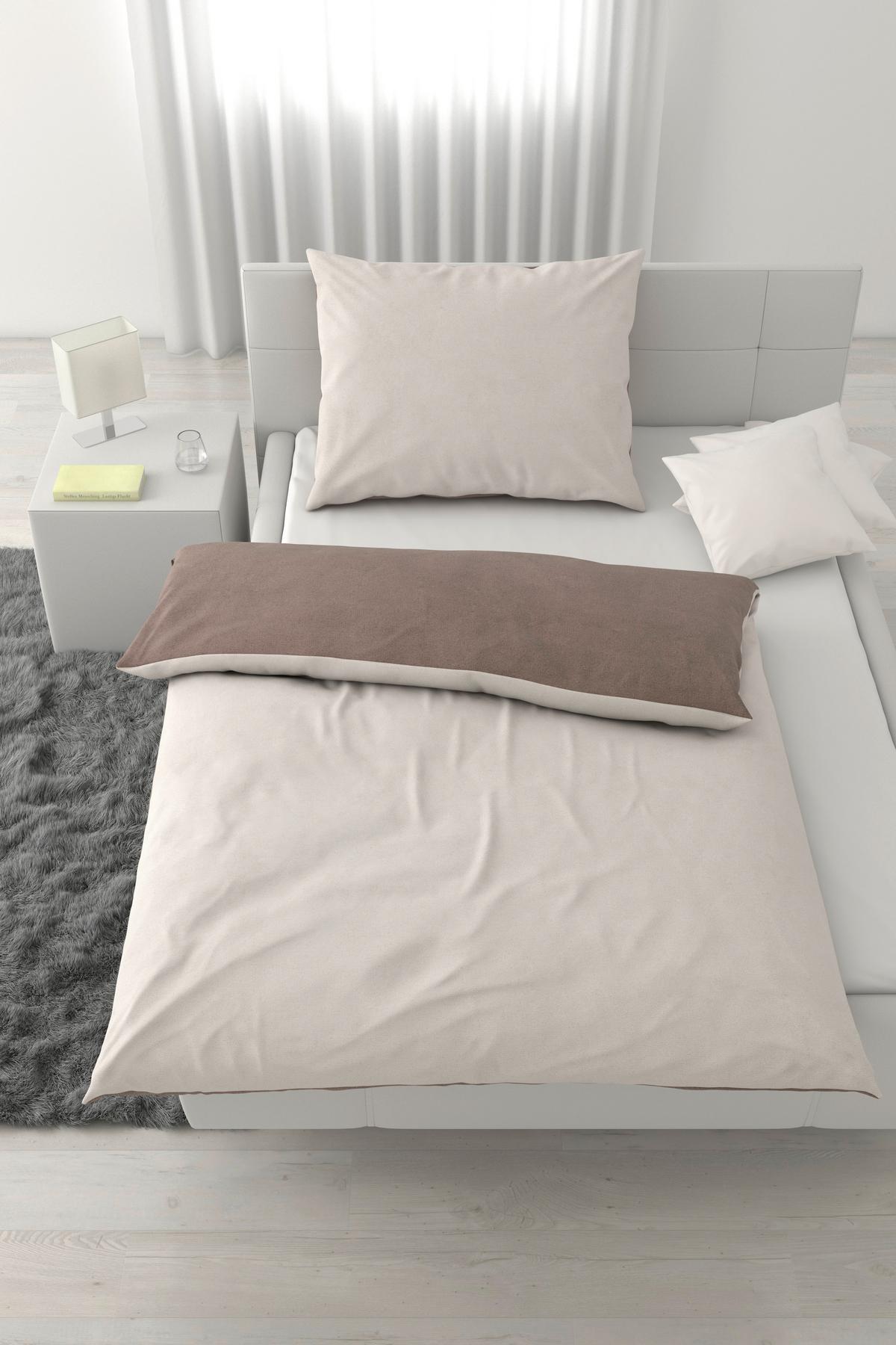 Wendebettwäsche Cashmere Wende Weiß/Hellbraun ca. 140x200cm - Hellbraun/Weiß, Textil (140/200cm) - Mömax