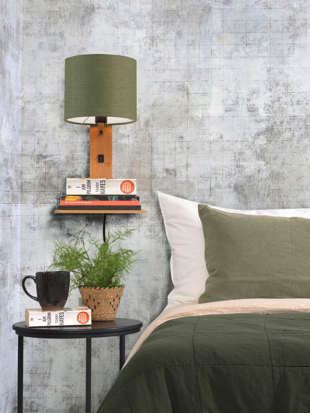 Stenska Svetilka Andes, Zelena, Bambus - zelena/naravne barve, Trend, tekstil/les (19/24/36cm) - Good & Mojo