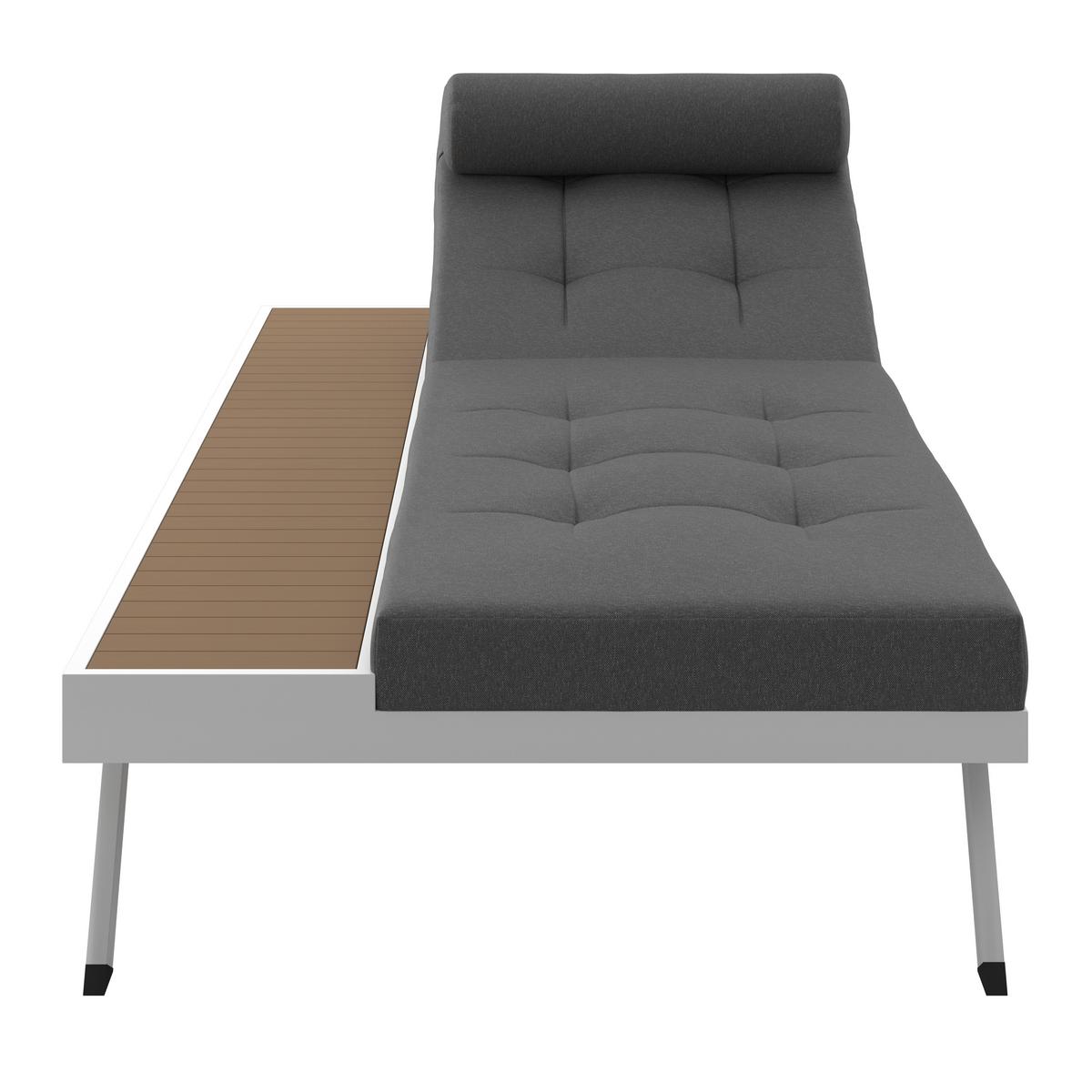 GARTENLIEGE AVOLINA - Weiss/Dunkelgrau, Modern, Kunststoff/Textil (199/30/86cm) - Bessagi Garden