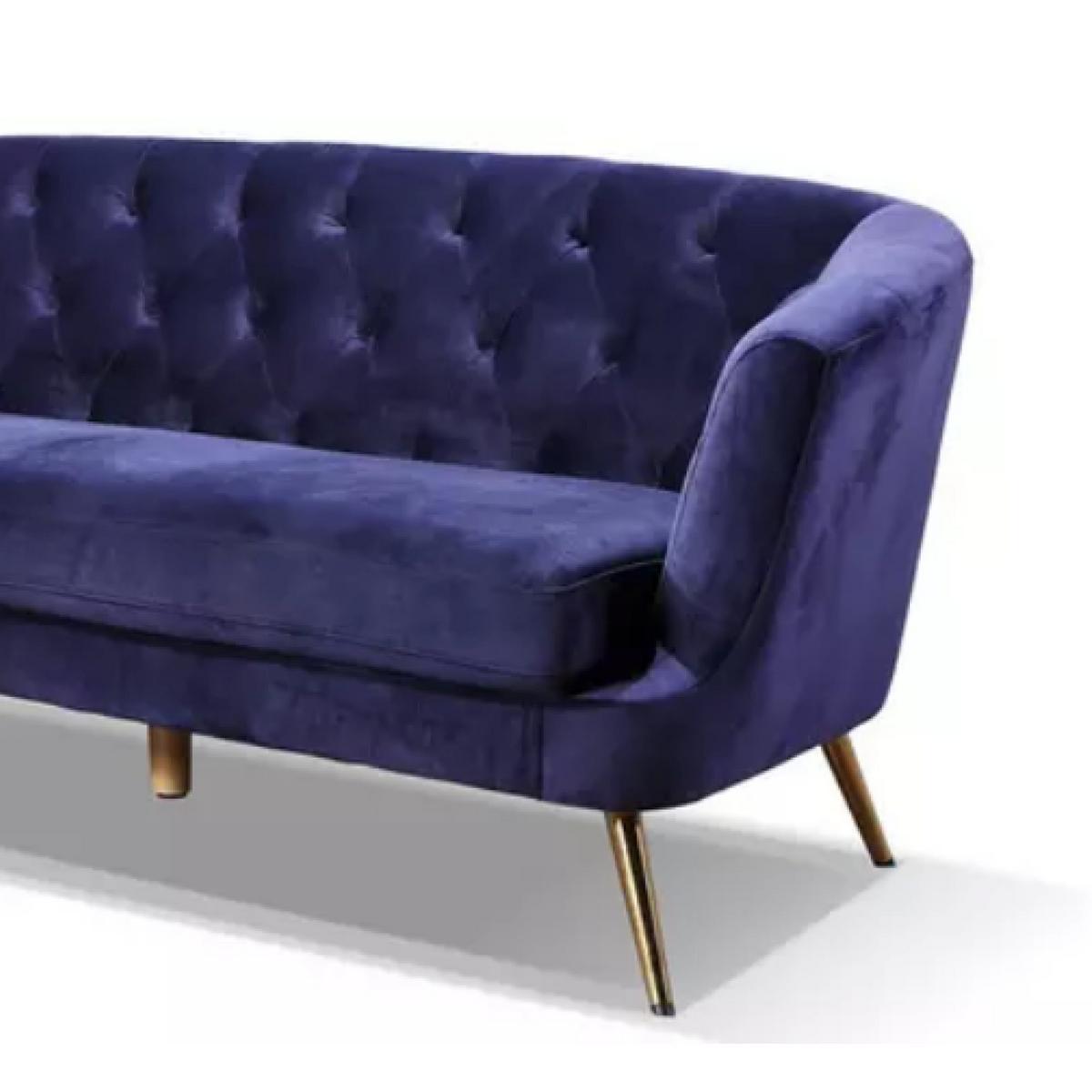 Trosed Lita, Modra, Žamet - zlate barve/modra, Moderno, kovina/tekstil (183/78/83cm) - Modern Living