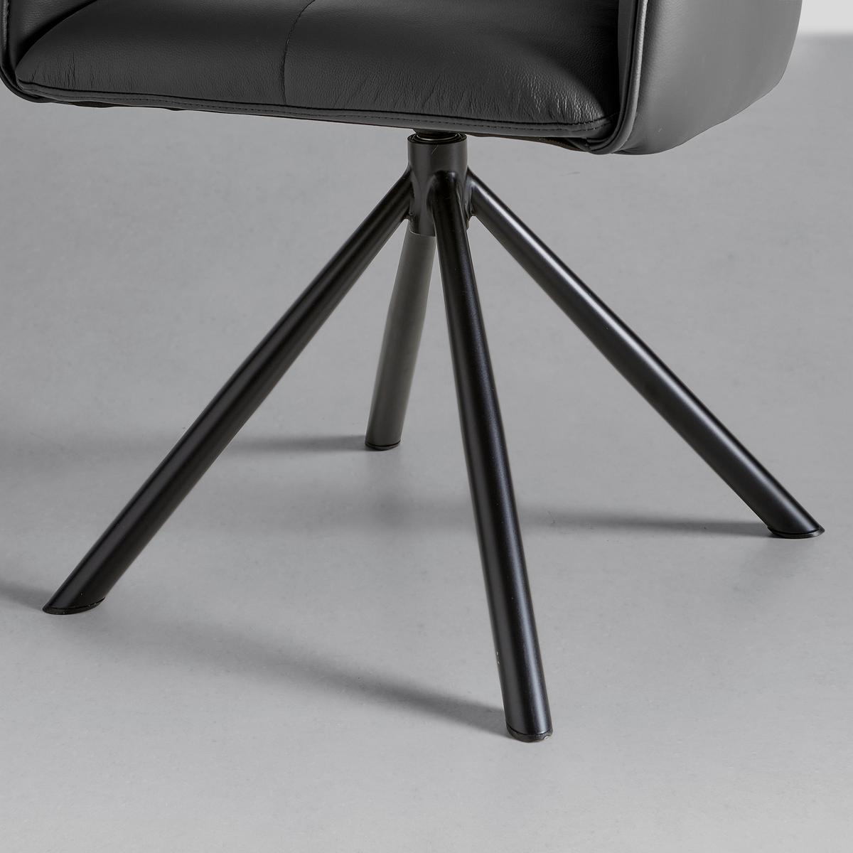 Scaun cu brate VINCENT - negru, Modern, metal/piele (58/87/63cm) - Premium Living