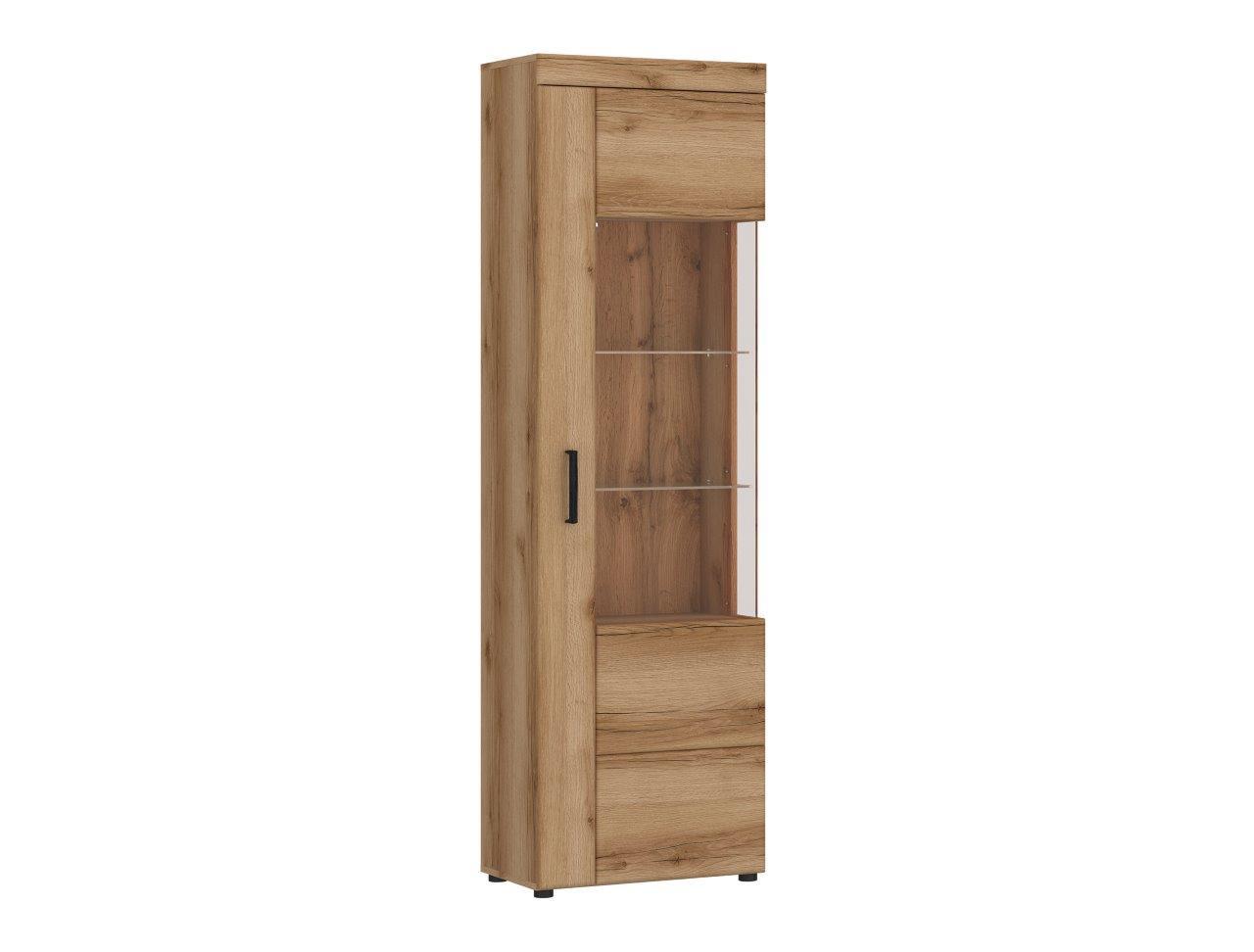 Vitrina Cortina - boje hrasta/crna, Moderno, staklo/drvni materijal (58/195/37,4cm) - Modern Living