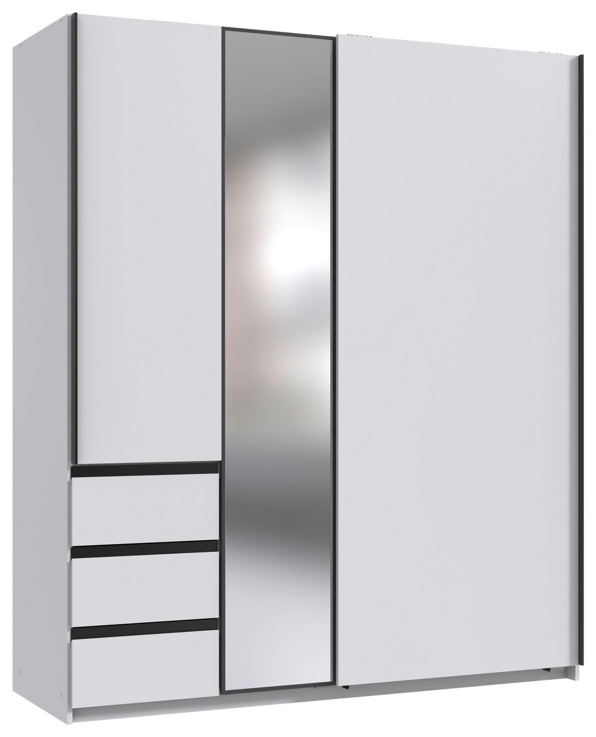 Schwebetürenschrank Adria Weiß - Silberfarben/Schwarz, KONVENTIONELL, Glas/Holzwerkstoff (168/198/63cm) - Mömax