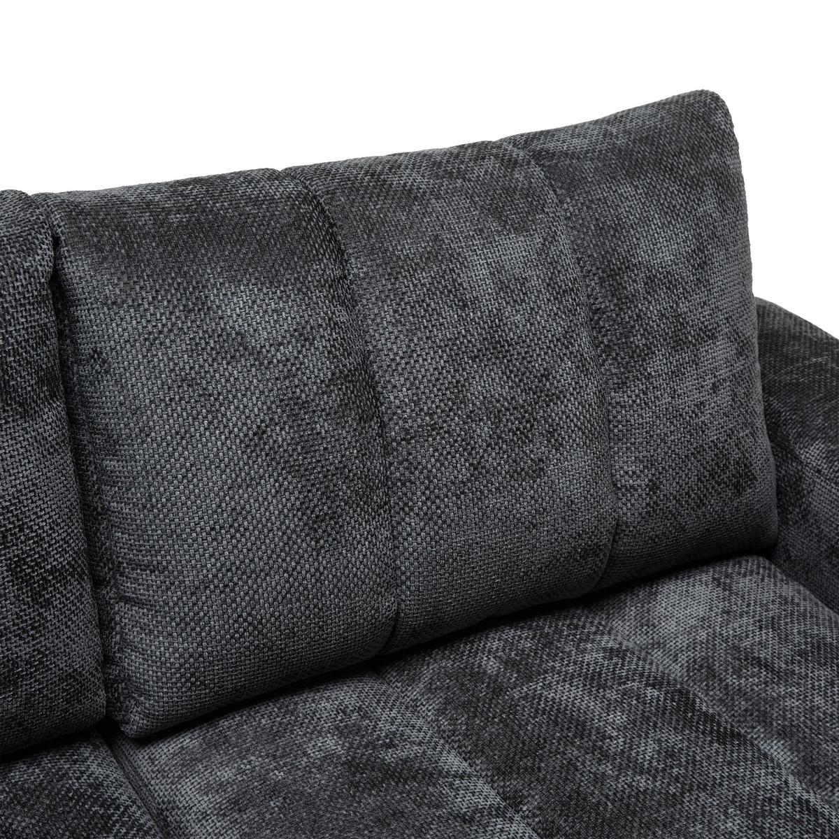 Wohnlandschaft Bolonia Graphitfarben - Schwarz Hochglanz/Graphitfarben, MODERN, Textil/Metall (166/273cm) - Mömax