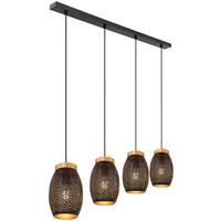 Viseča Svetilka Narri - zlate barve/črna, Basics, kovina (90/15/120cm) - Globo