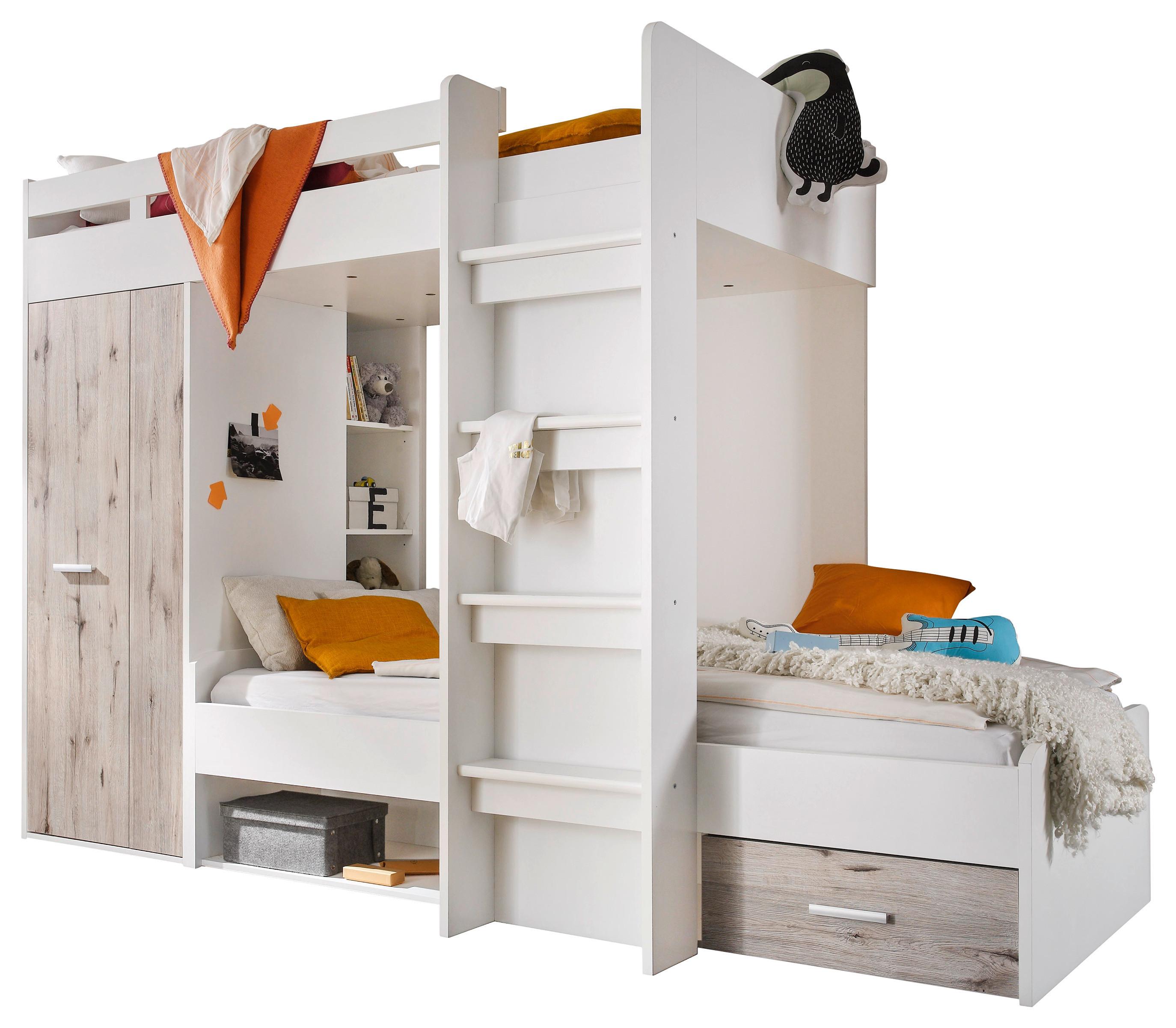 Pograd Maxi, Bela, 90x200cm - barve hrasta/bela, Konvencionalno, leseni material (269/180/115cm)