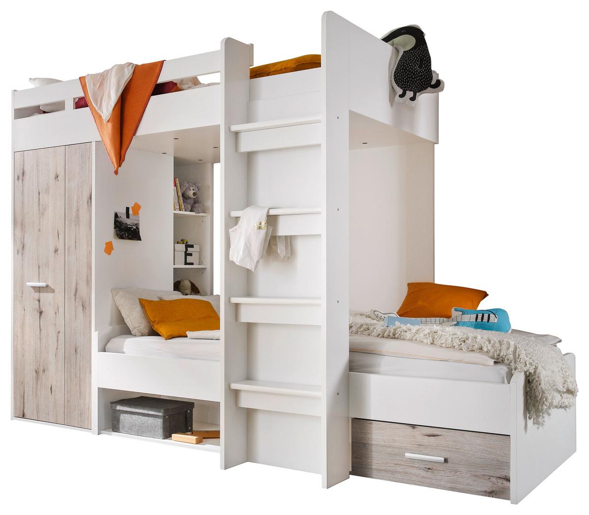 Pograd Maxi, Bela, 90x200cm - barve hrasta/bela, Konvencionalno, leseni material (269/180/115cm)