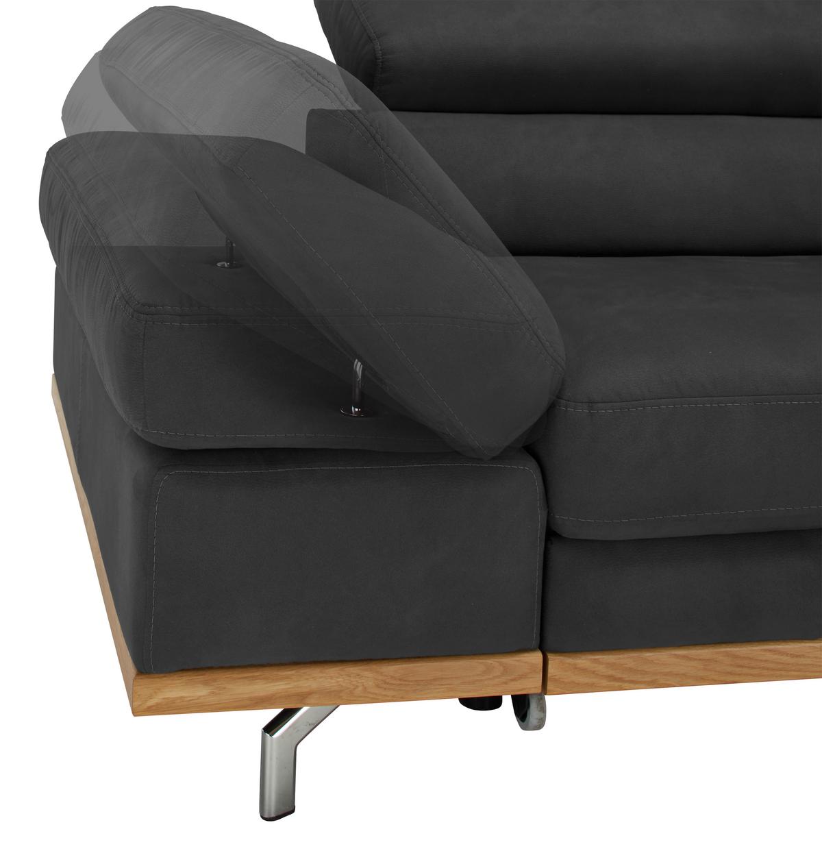 Wohnlandschaft Carmen in Schwarz mit Bettfunktion - Chromfarben/Schwarz, KONVENTIONELL, Holz/Textil (292/93/226cm) - Based