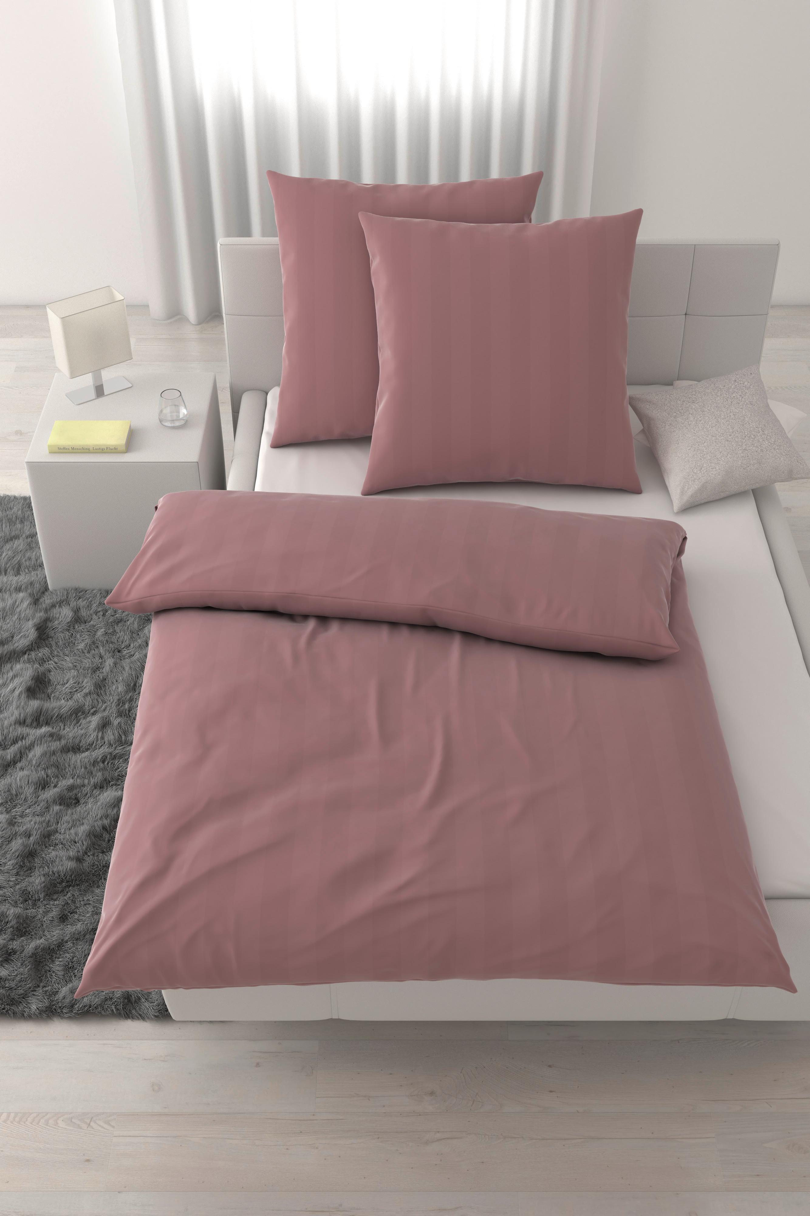 Bettwäsche Xenia Streif XXL Mauve ca. 200x200cm - Mauve, MODERN, Textil (200/200cm) - Premium Living