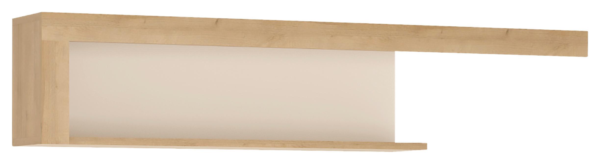 Poliță de perete LYON HELL - culoare lemn stejar/alb lucios intens, Trend, material pe bază de lemn (130/27,6/20,1cm) - Modern Living