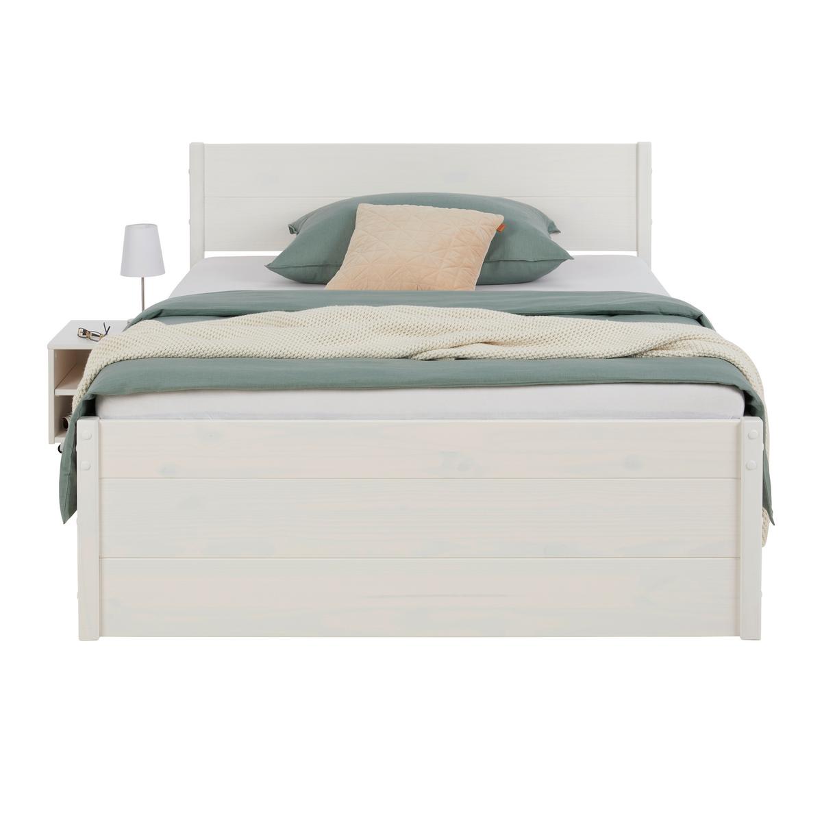 Stauraumbett Efektivo in Weiß ca. 140x200cm - Weiss/Naturfarben, Konventionell, Holz (140/200cm) - Zandiara