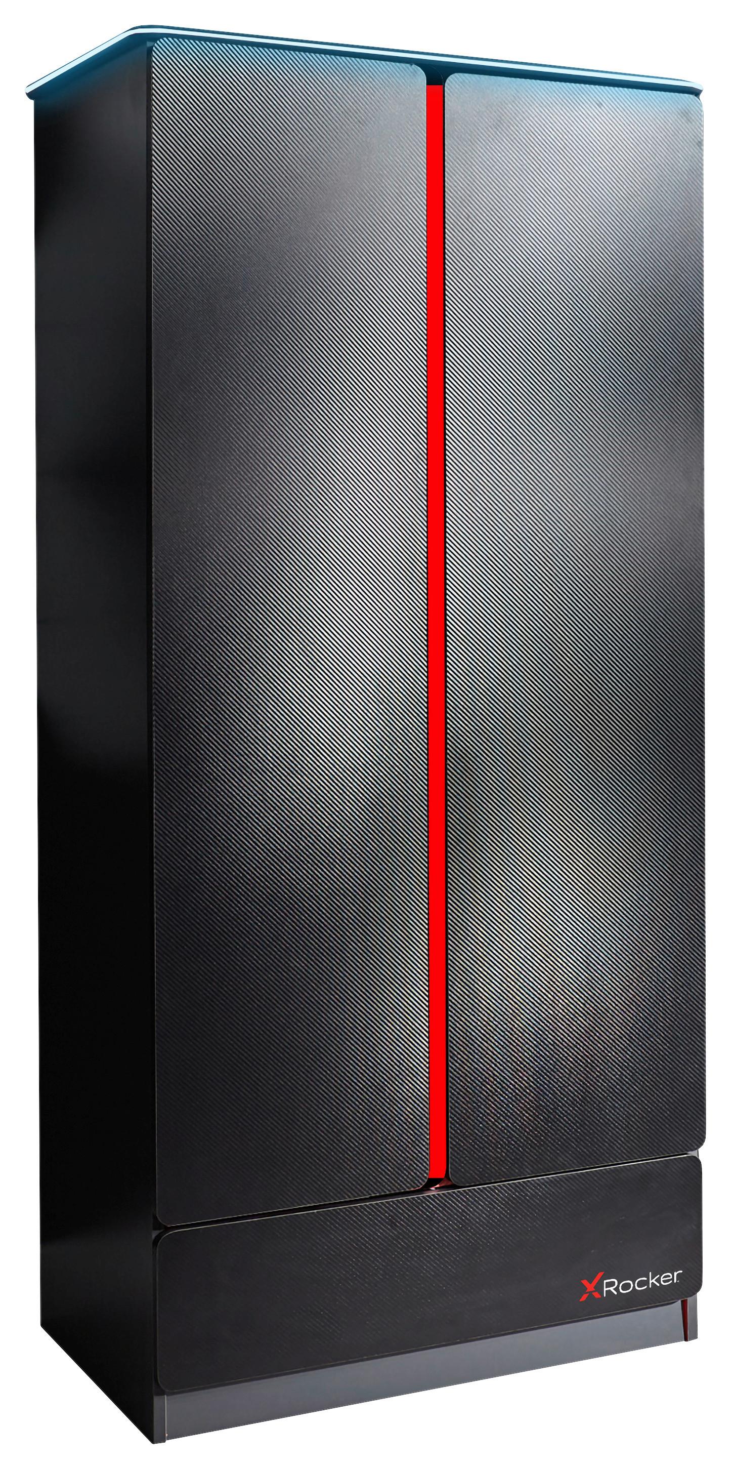 Kleiderschrank Carbon-Tek ca. 79x181x51,5cm Schwarz/Rot - Rot/Schwarz, MODERN, Holzwerkstoff (79/181/51,5cm) - X Rocker
