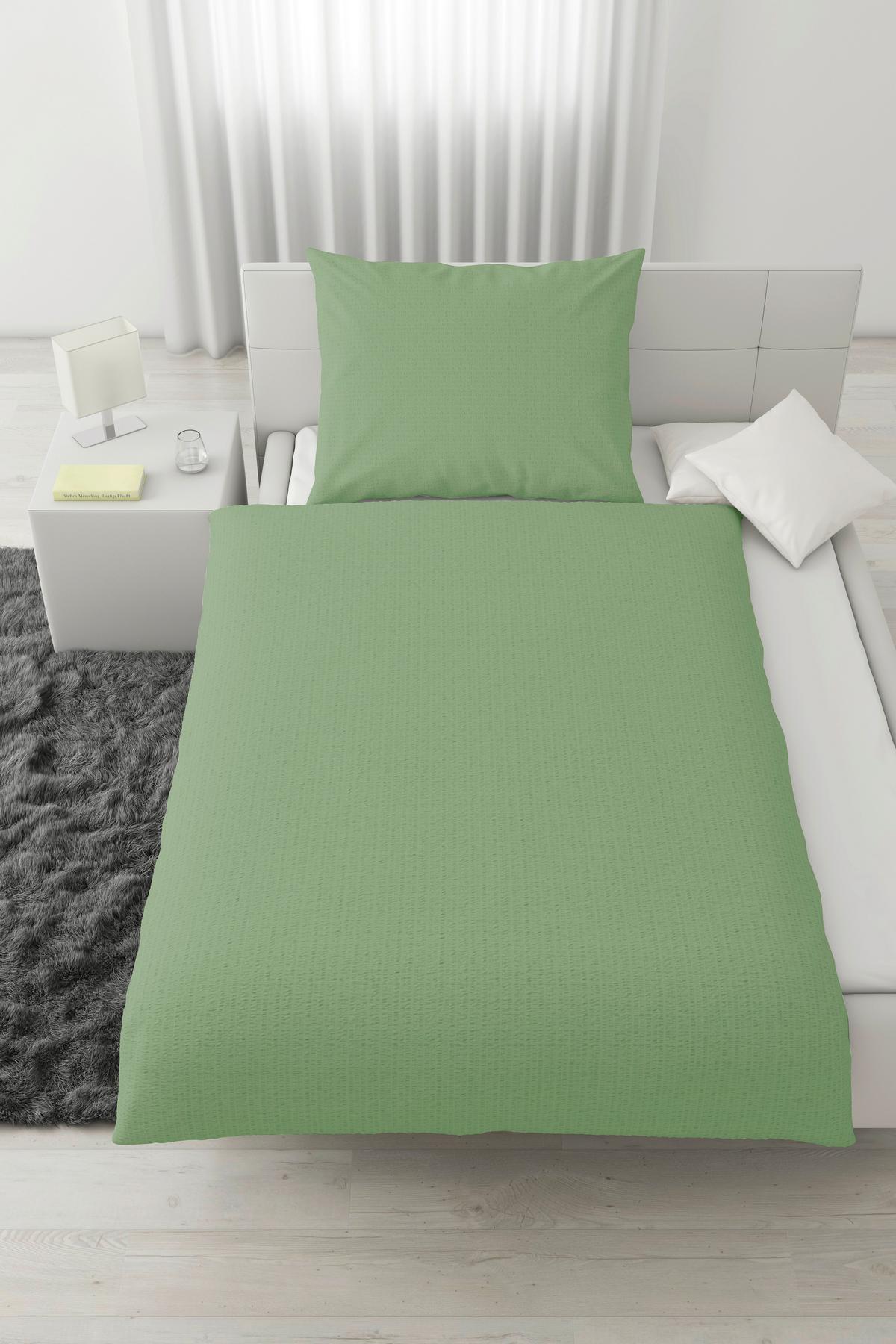 BETTWÄSCHESET GISI - Grün, Konventionell, Textil (160/210cm) - Modern Living