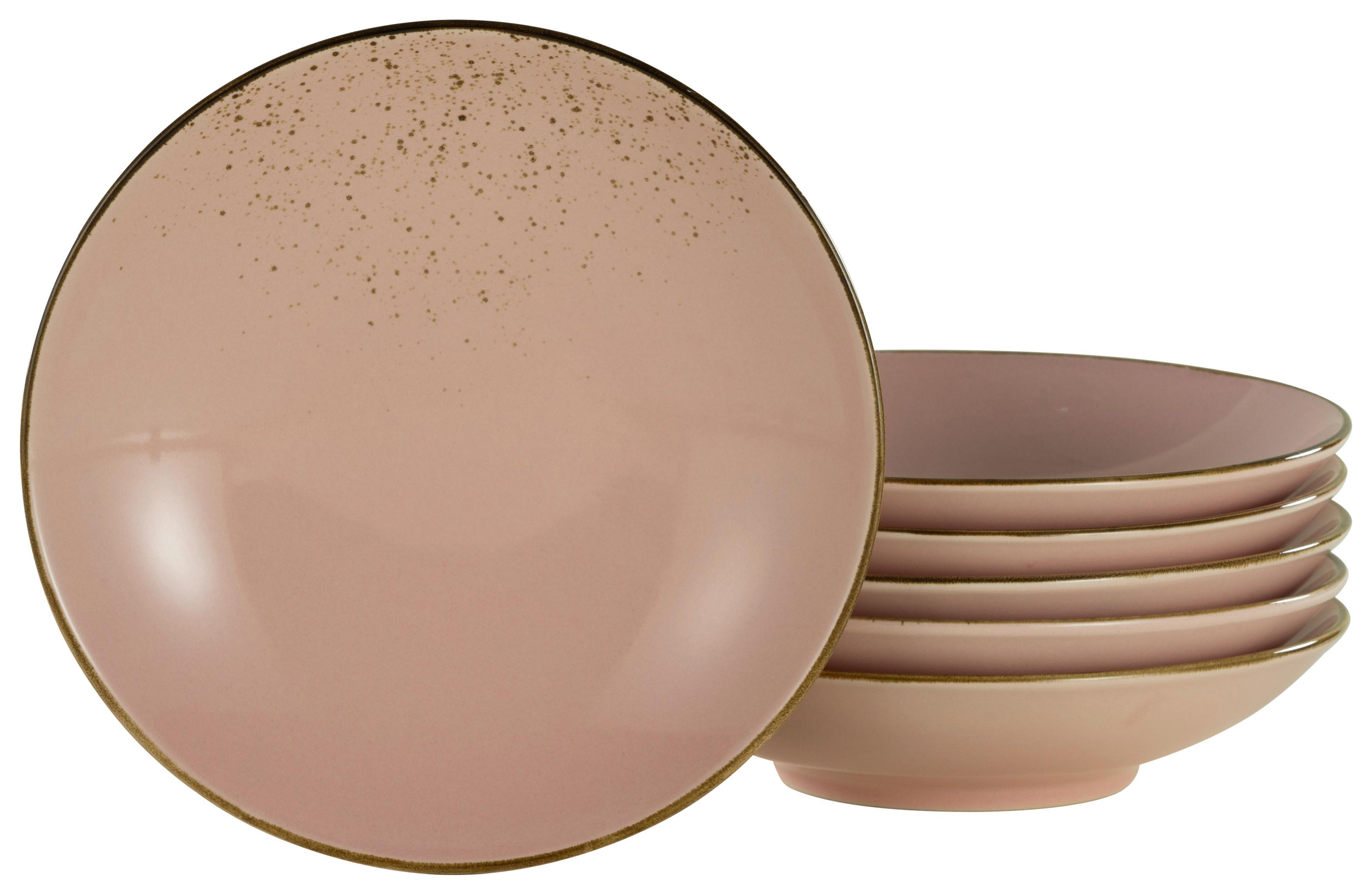 Set Globokih Krožnikov Rose, 6-Delni - svetlo roza, Trend, keramika (22cm) - Creatable