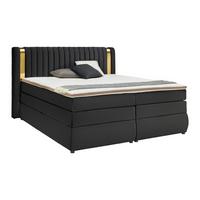 Boxspringbett Minola Gold Schwarz ca. 180x200cm - Schwarz, KONVENTIONELL, Kunststoff/Textil (180/200cm) - Premium Living