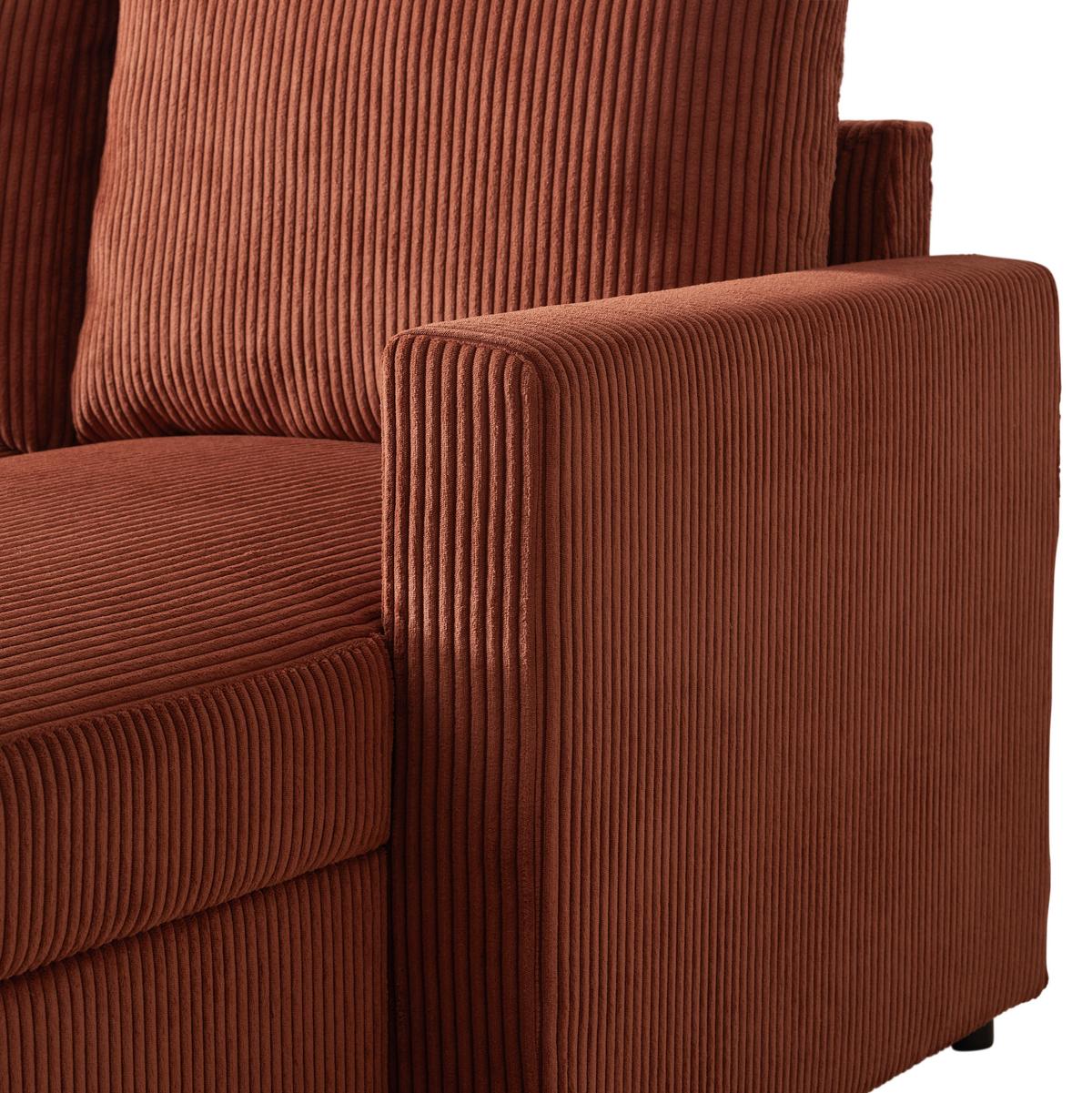 Wohnlandschaft Martina ACV links Terracotta Cord - Terracotta/Schwarz, MODERN, Holz/Holzwerkstoff (204/276/146cm) - Mömax