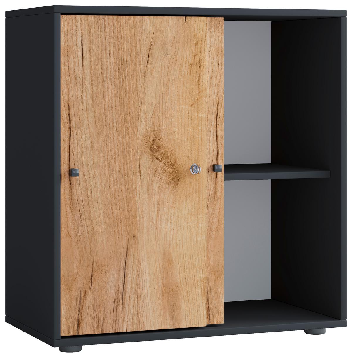 AKTENREGAL LONA L - Honigeiche/Anthrazit, Design, Holzwerkstoff/Kunststoff (70/74/37cm) - MID.YOU