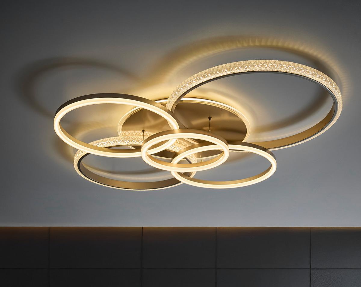 LED-DECKENLEUCHTE 48467-70CH LORELEI - Klar/Champagner, Design, Kunststoff/Metall (110/88/12cm) - Globo