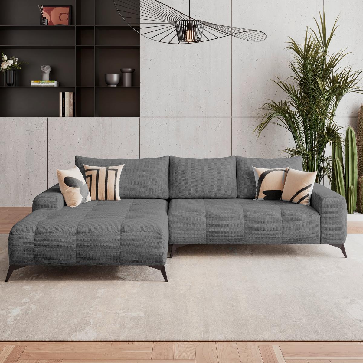 Kutna Garnitura Mauro - crna/antracit, Trend, tekstil/metal (175/290cm) - Luca Bessoni