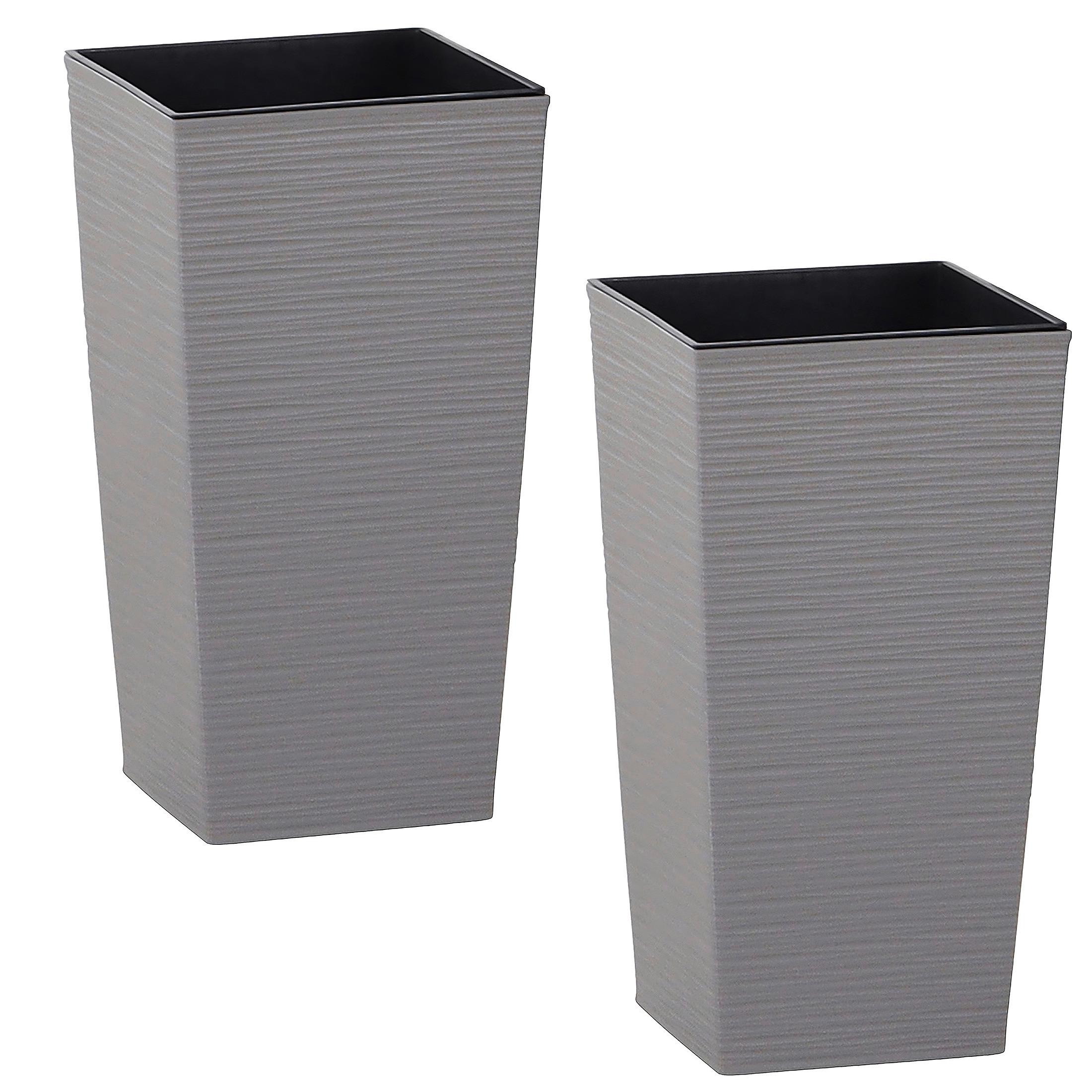 Übertopf Grau, 2-teilig - Grau, Basics, Kunststoff (25/46,5/25cm) - Siena Garden