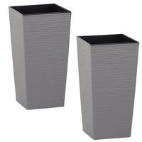Übertopf Grau, 2-teilig - Grau, Basics, Kunststoff (25/46,5/25cm) - Siena Garden