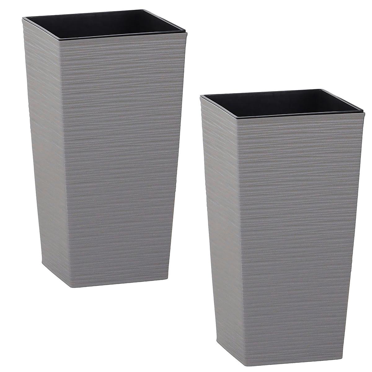 Übertopf Grau, 2-teilig - Grau, Basics, Kunststoff (25/46,5/25cm) - Siena Garden