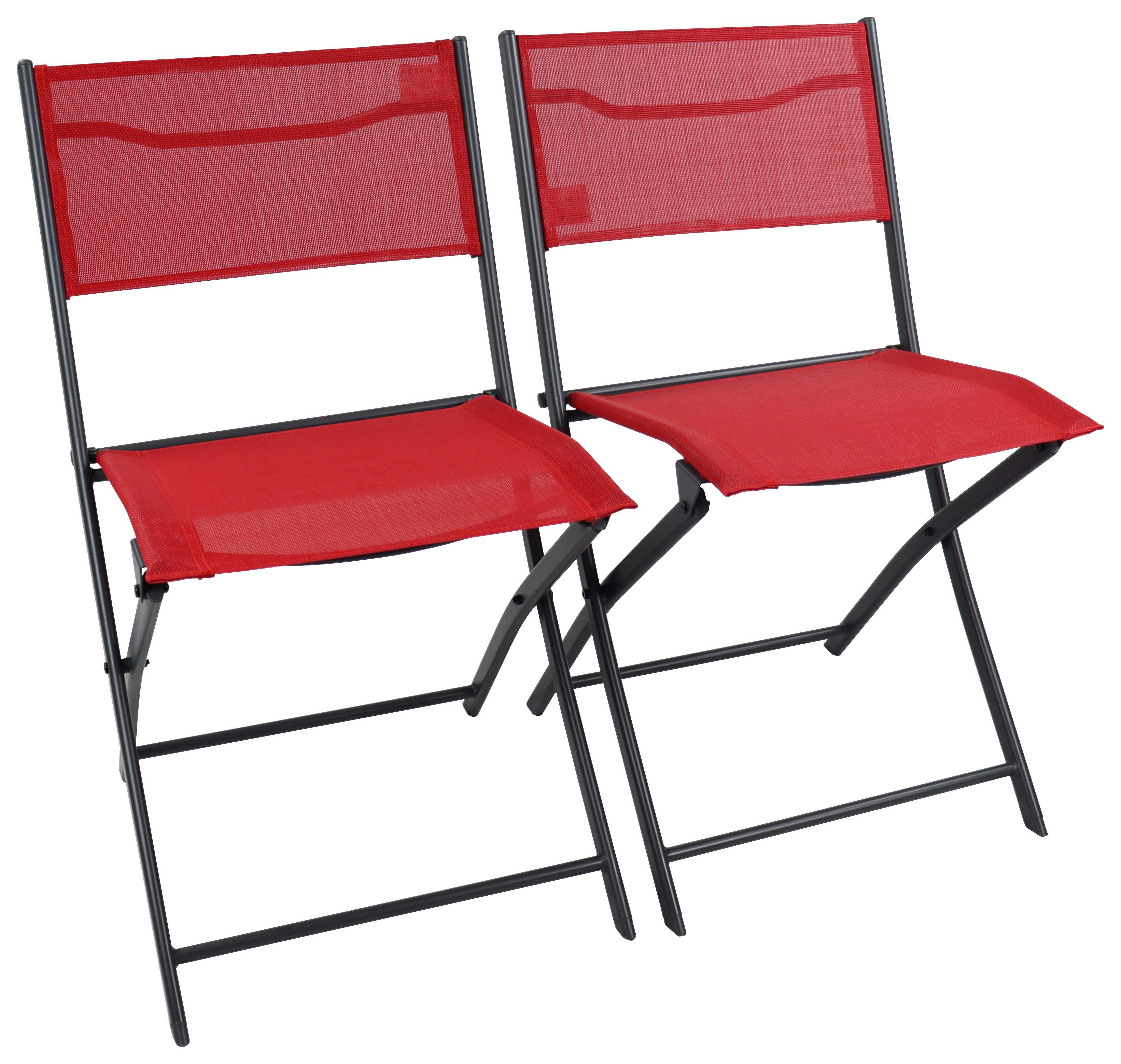 GARTENSTUHL-SET SUMILA - Rot/Schwarz, Modern, Textil/Metall (45/79/46cm) - Ambia Garden