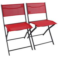 GARTENSTUHL-SET SUMILA - Rot/Schwarz, Modern, Textil/Metall (45/79/46cm) - Ambia Garden