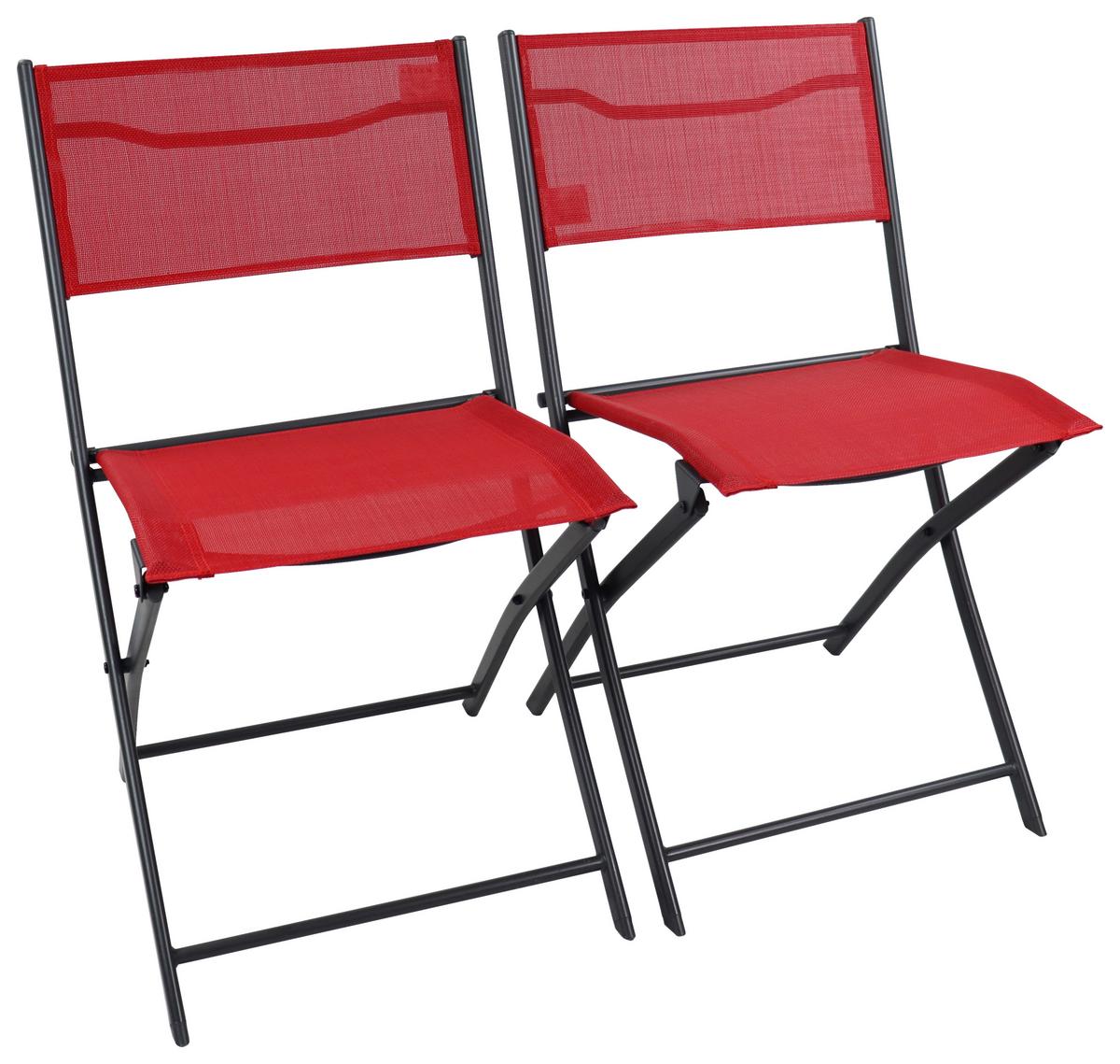 GARTENSTUHL-SET SUMILA - Rot/Schwarz, Modern, Textil/Metall (45/79/46cm) - Ambia Garden