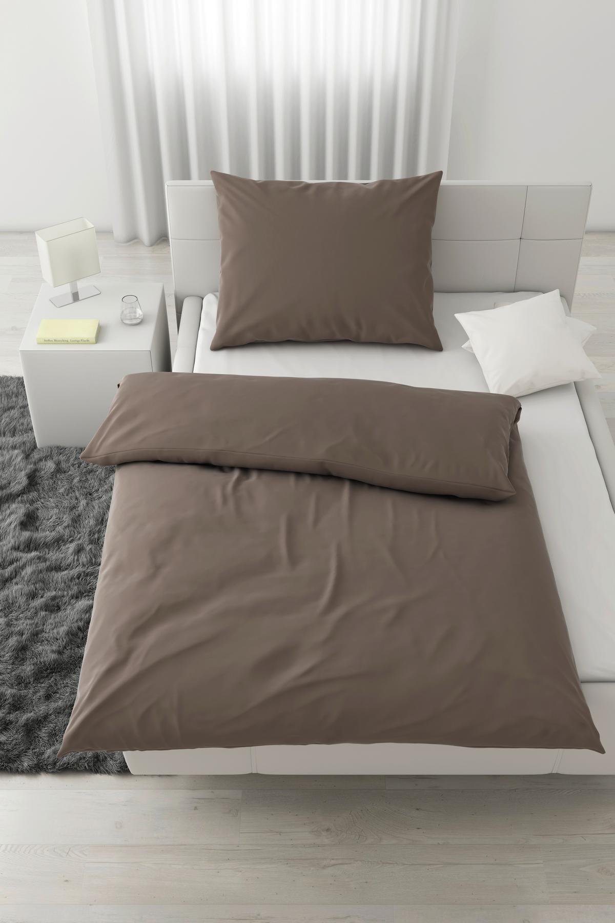 Bettwäsche Bio-Sophia Uni Taupe ca. 140x200cm - Taupe, Natur, Textil (140/200cm) - ecoTree