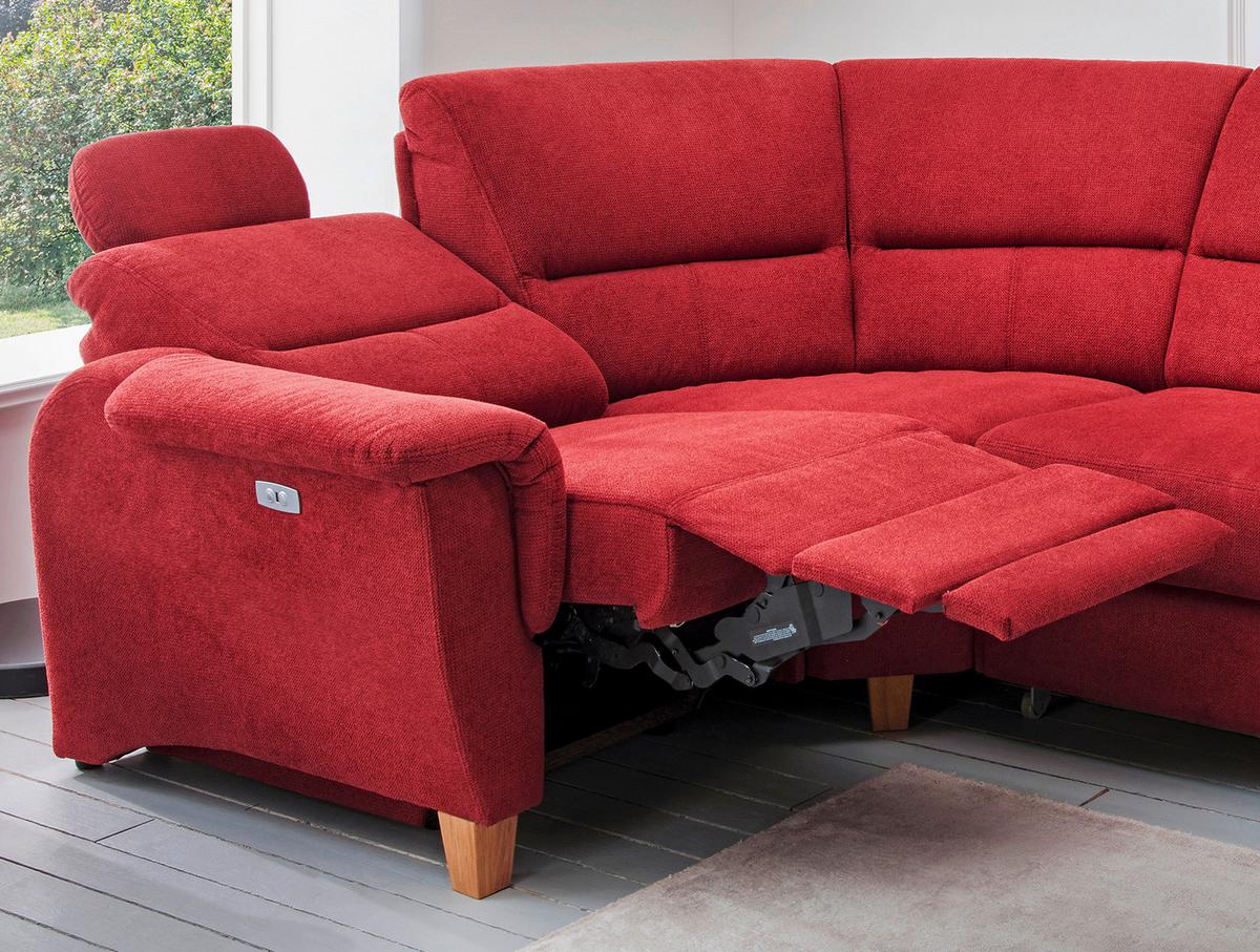 Wohnlandschaft Parole Rot Struktur - Wildeiche/Rot, KONVENTIONELL, Holz/Textil (241/238cm) - Livetastic