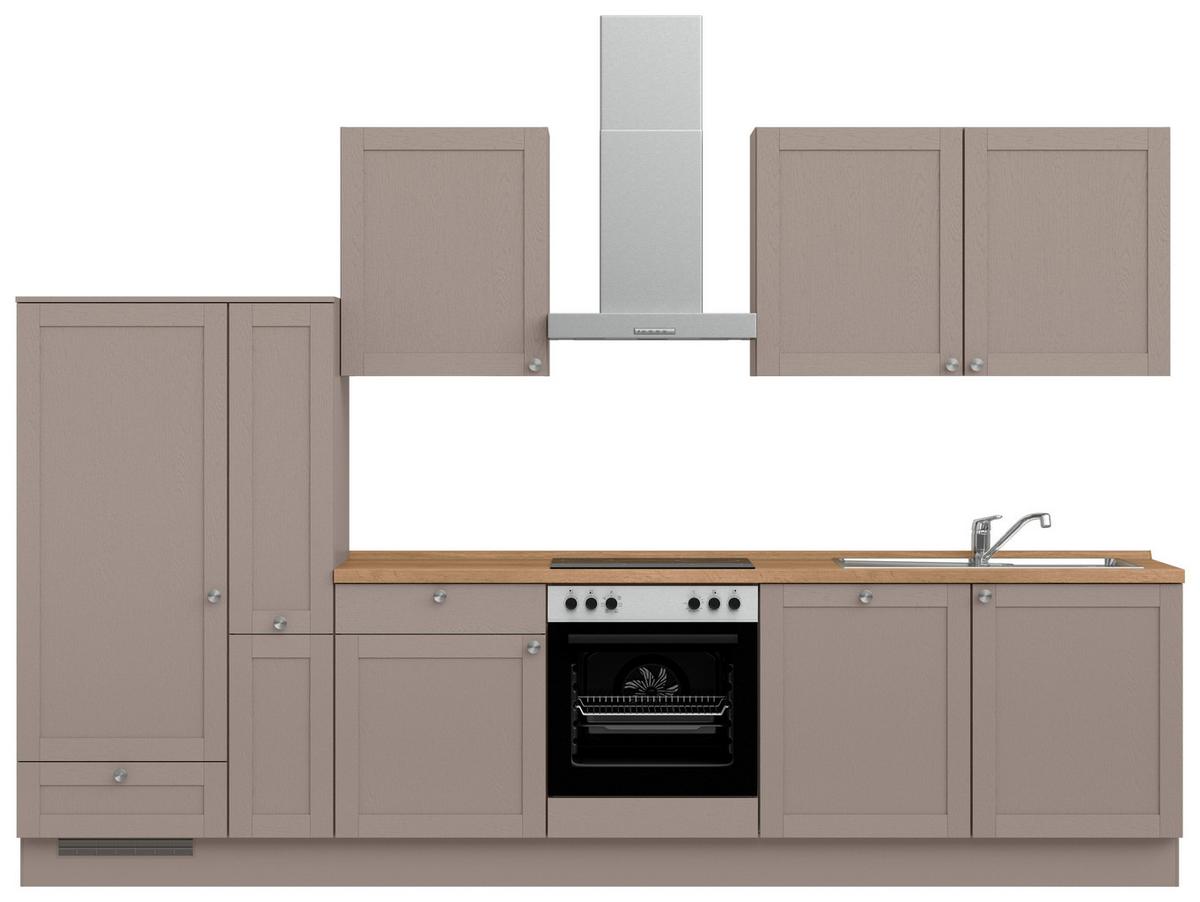 Küchenleerblock Frame Low o. Geräte Beigebraun - Edelstahlfarben/Eichefarben, MODERN, Holzwerkstoff/Metall (330cm) - Nobilia