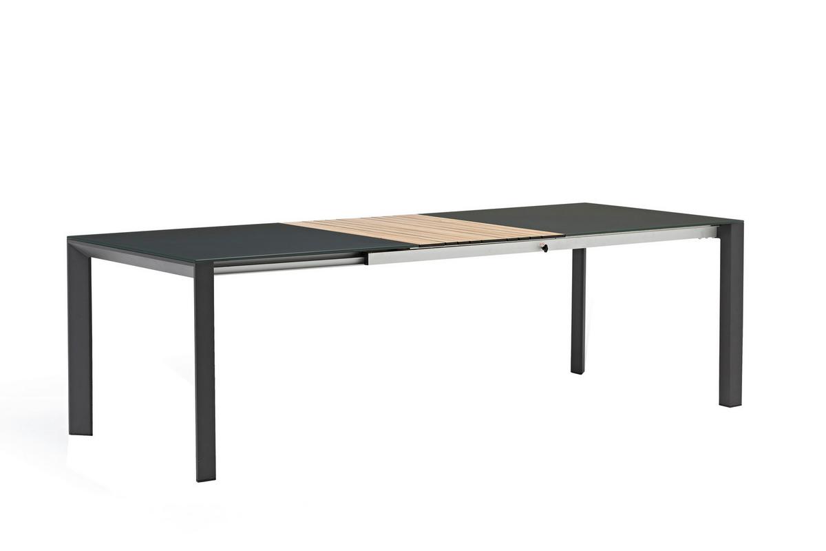 Gartenset 5-tlg. Metall/Glas/ Textil/Kunststof/Holzwerkstoff - Dunkelgrau/Anthrazit, Basics, Glas/Holzwerkstoff (180+60/100/74cm) - Acamp
