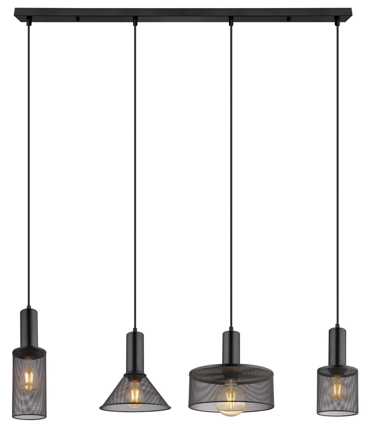 Hängeleuchte Jedd Schwarz max. 60 Watt - Schwarz, Kunststoff/Metall (110/25/120cm) - Globo