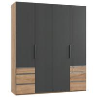 Drehtürenschrank 200cm Level, Graphit/Eiche Dekor - Chromfarben/Eichefarben, MODERN, Holzwerkstoff (200/236/58cm) - MID.YOU