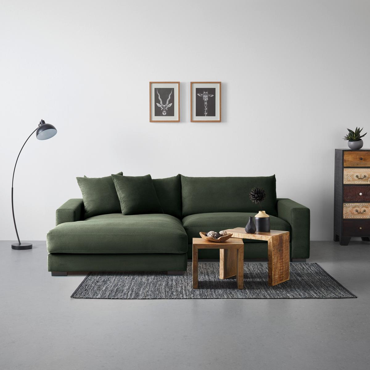 Wohnlandschaft Pedro-REC.3S in Grün - Dunkelgrün, Modern, Textil (180/265cm) - Mömax
