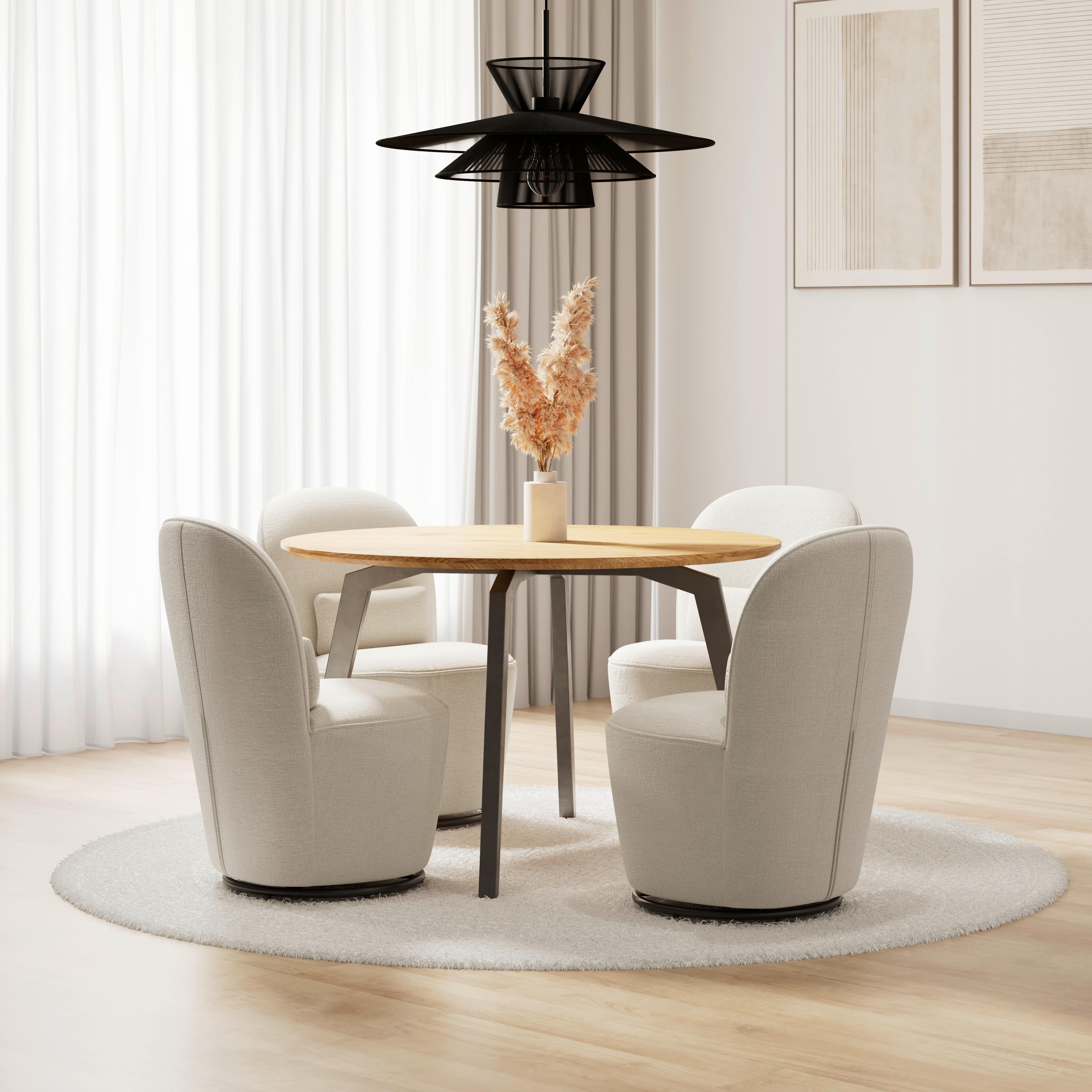 STOL MED ARMSTÖD VITTORE - beige/cremefärgad, Modern, metall/trä (56/83,5/62cm) - Bessagi Home