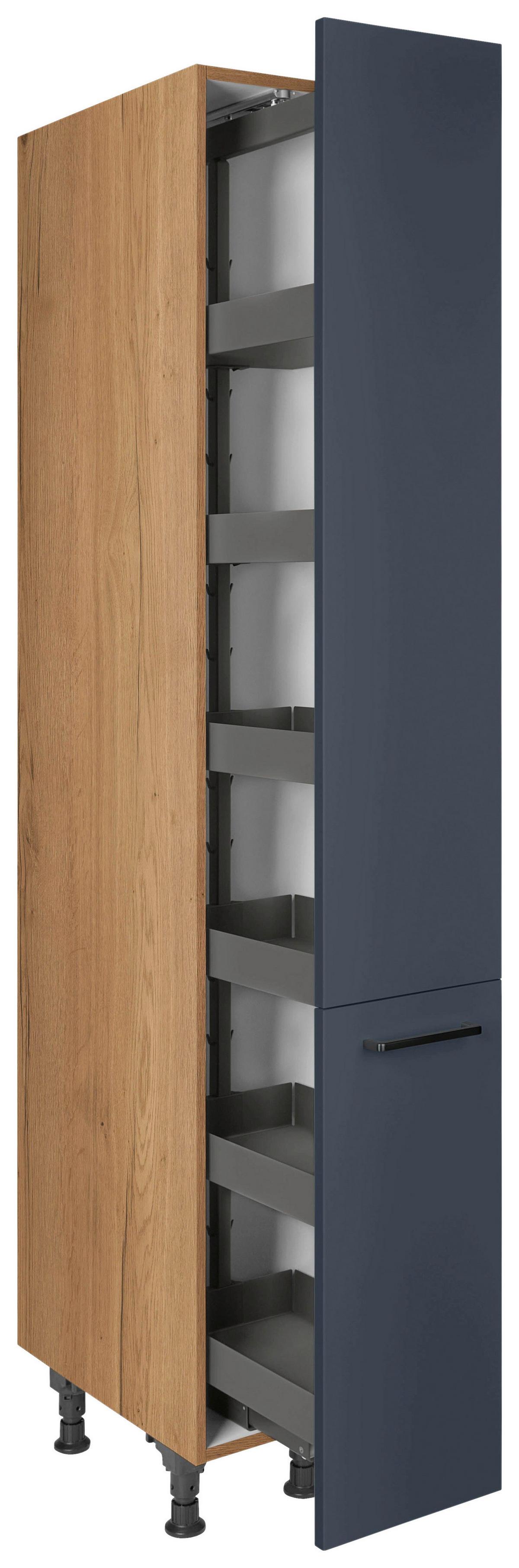 Apothekerschrank Easytouch Blau - Blau/Eichefarben, MODERN, Holzwerkstoff/Metall (30/216,6/58cm) - Nobilia