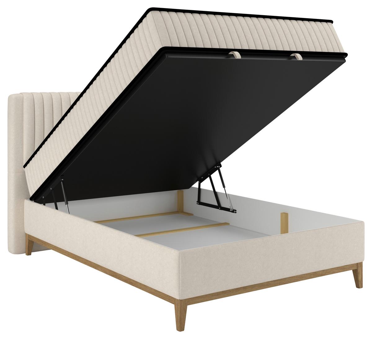 Bett Elena Creme ca. 120x200cm - Creme, KONVENTIONELL, Holz/Holzwerkstoff (120/200cm) - Sembella