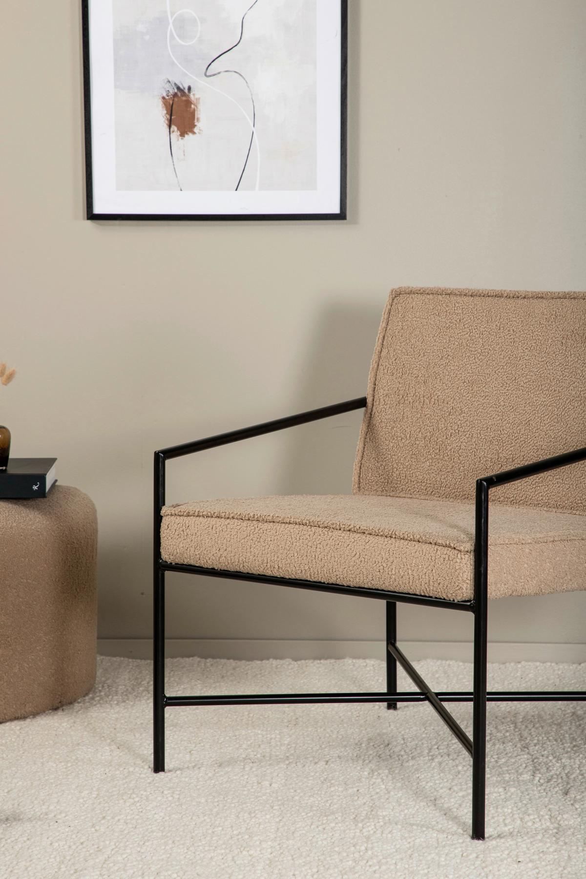 SESSEL RAKEL - Beige/Schwarz, Design, Textil/Metall (66/78/65cm) - Livetastic