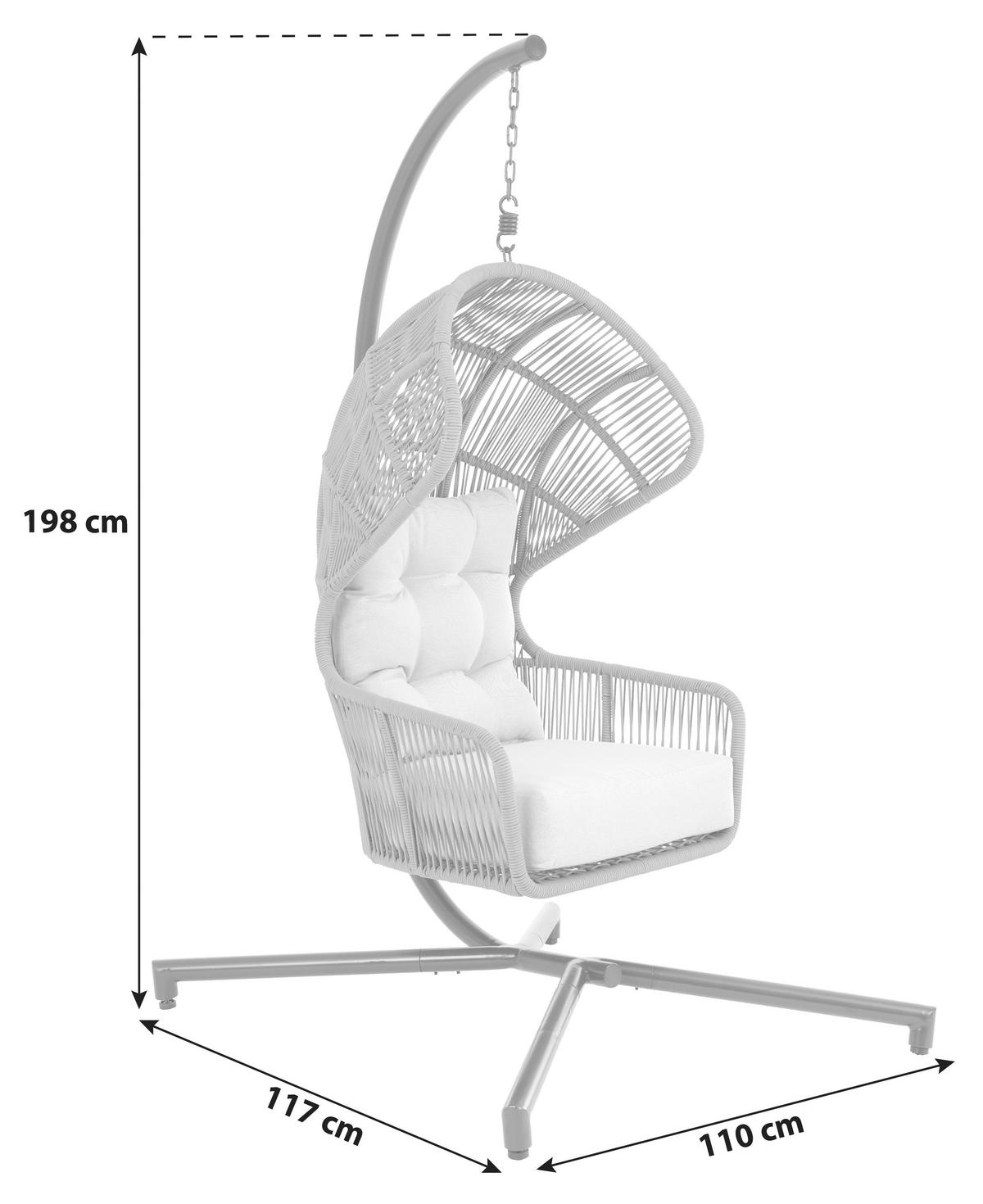 Viseči Stol Paris, Bež - bela/barve limete, Moderno, kovina/umetna masa (110/198/117cm) - Beldano
