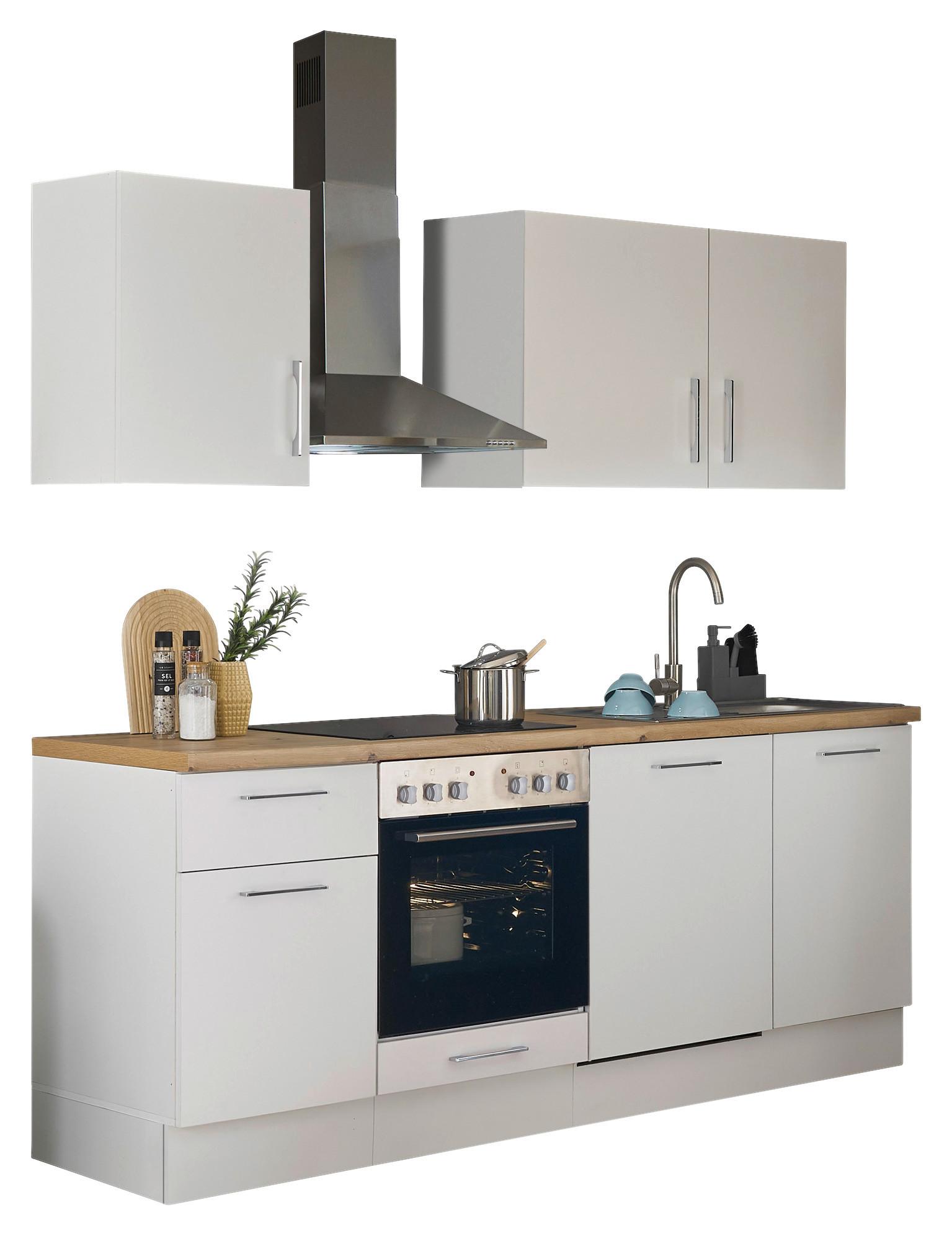 Konyhablokk Gépek Nélkül Turin Z 220 White - króm/Artisan tölgy, Trend, faalapú anyag/fém (220cm) - MID.YOU