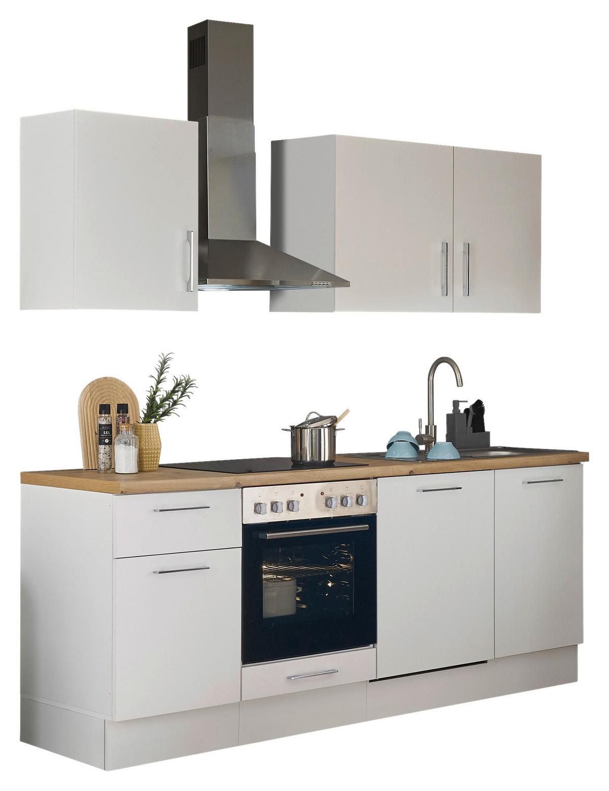 Konyhablokk Gépek Nélkül Turin Z 220 White - króm/Artisan tölgy, Trend, faalapú anyag/fém (220cm) - MID.YOU