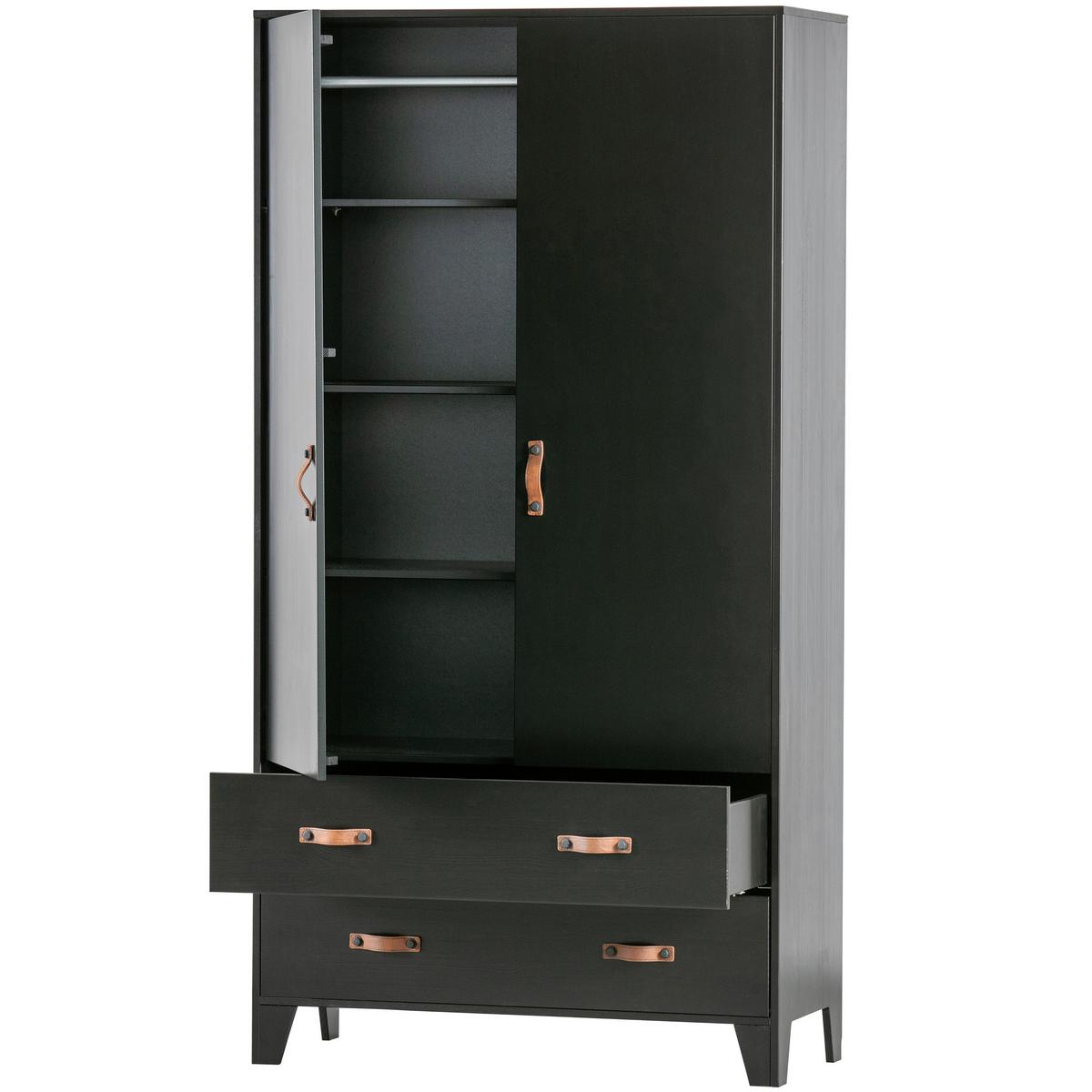 Drehtürenschrank Dian Schwarz - Schwarz, Basics, Holz (94/180/40cm) - MID.YOU