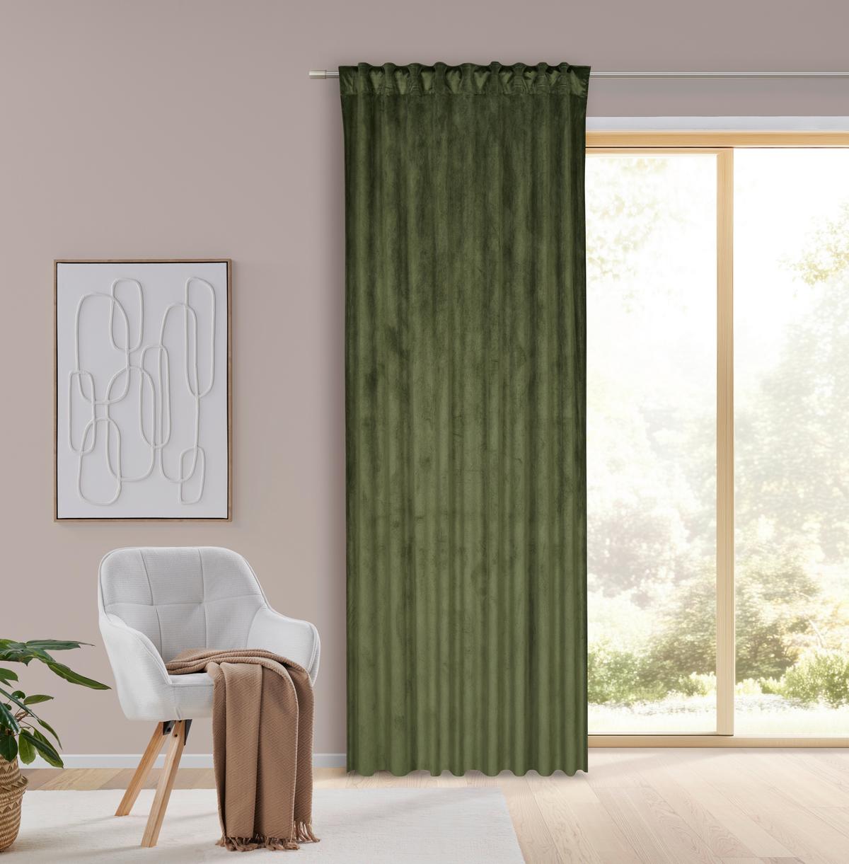 Končana Zavesa Bianca, Zelena, Ca. 140/245 Cm - zelena, Konvencionalno, tekstil (140/245cm) - Modern Living
