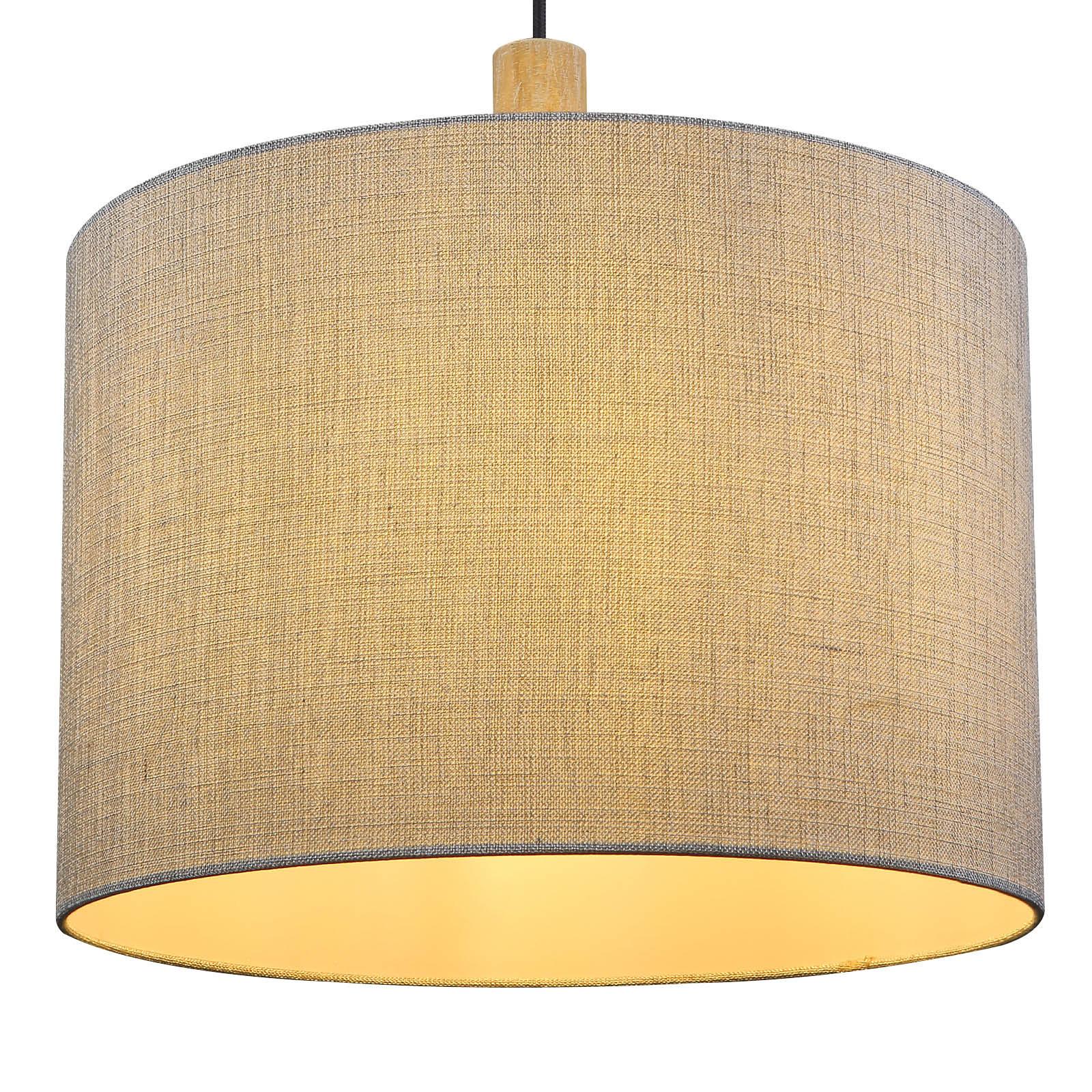Hängeleuchte Roger in Grau/Schwarz max. 40 Watt - Schwarz/Grau, Natur, Holz/Textil (40/120cm) - Globo