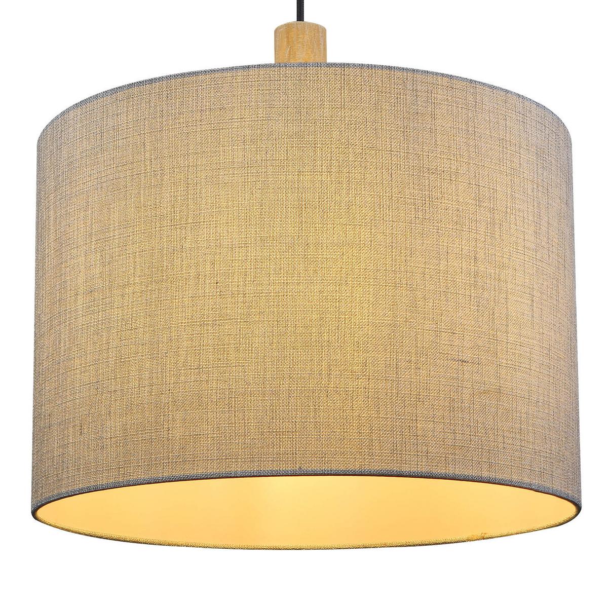 Hängeleuchte Roger in Grau/Schwarz max. 40 Watt - Schwarz/Grau, Natur, Holz/Textil (40/120cm) - Globo